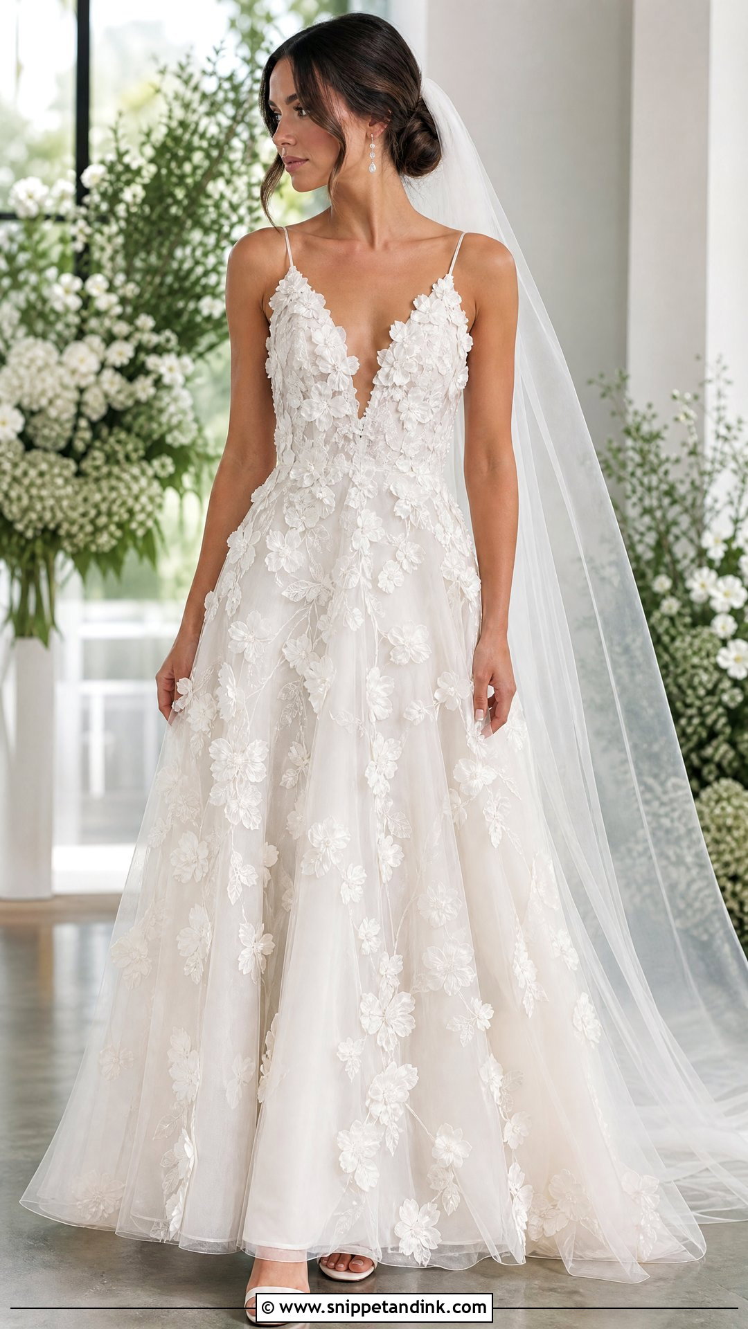 3D Floral Overlay Wedding Dress - Snippet and Ink - 20 Wedding Dress with Overlay Ideas