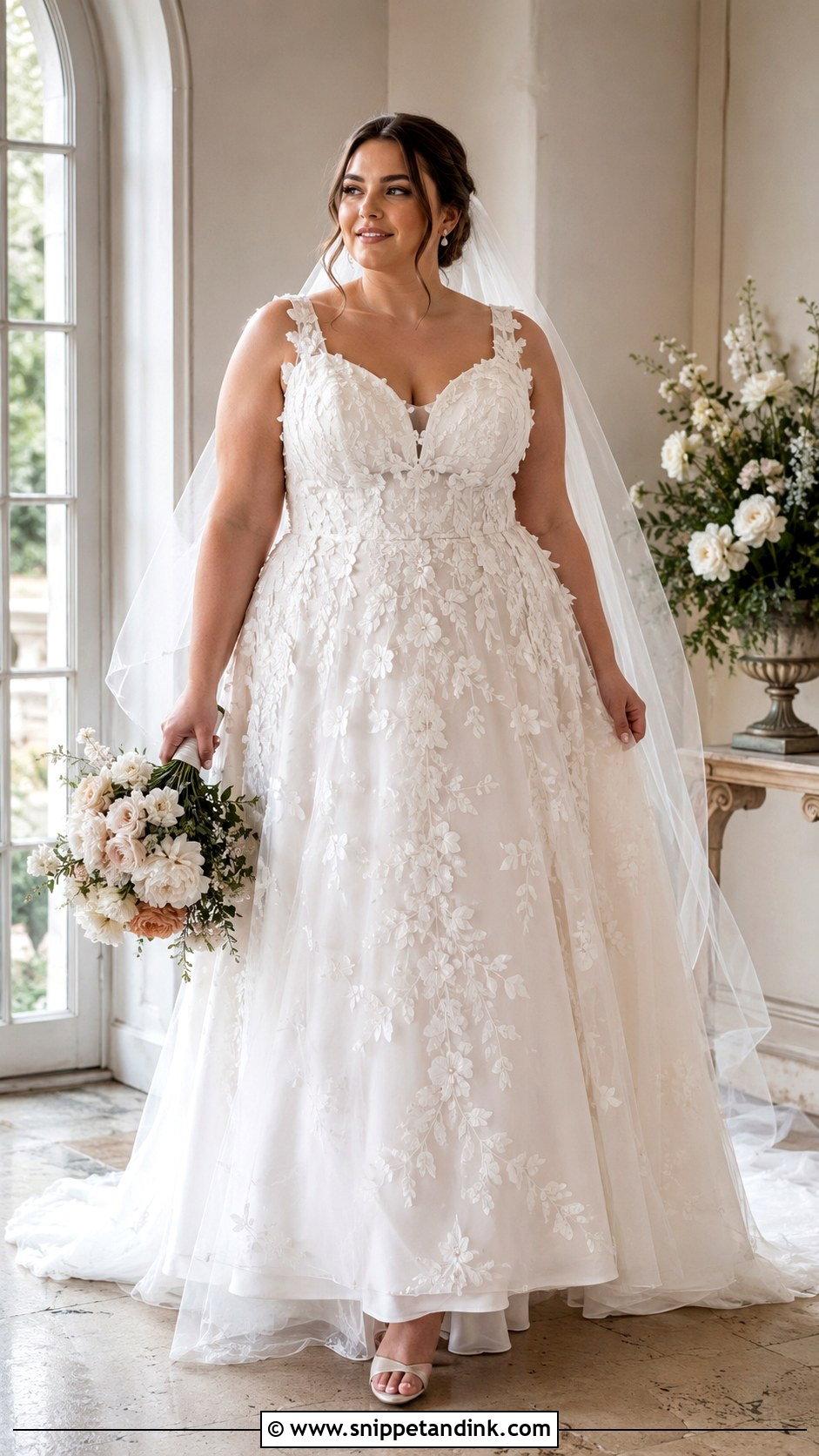 3D Floral Plus Size Wedding Dress - Snippet and Ink - 20 3d Wedding Dress Ideas