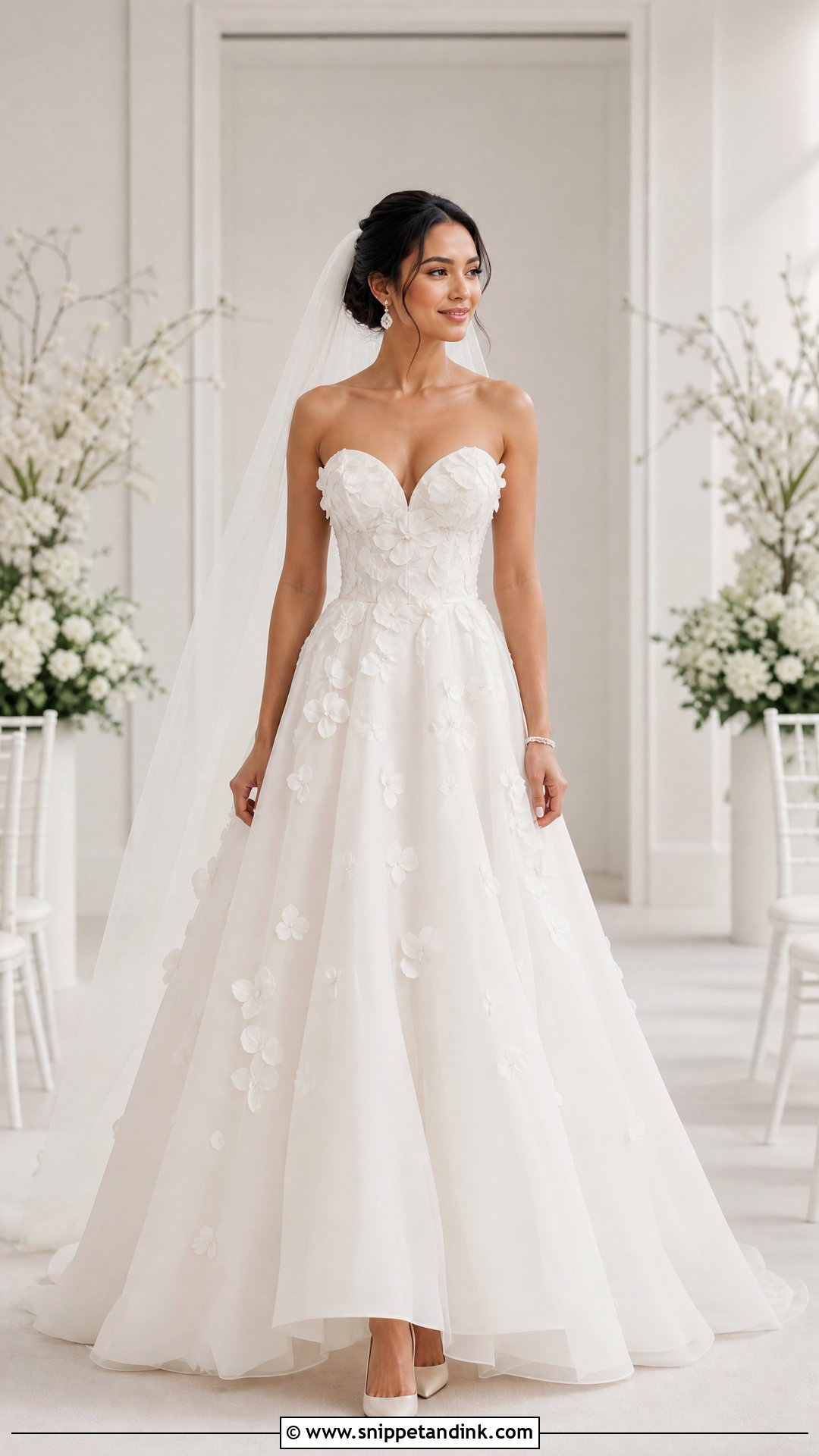 3D Floral Strapless Wedding Dress - Snippet and Ink - 20 Wedding Dresses 3d Flowers