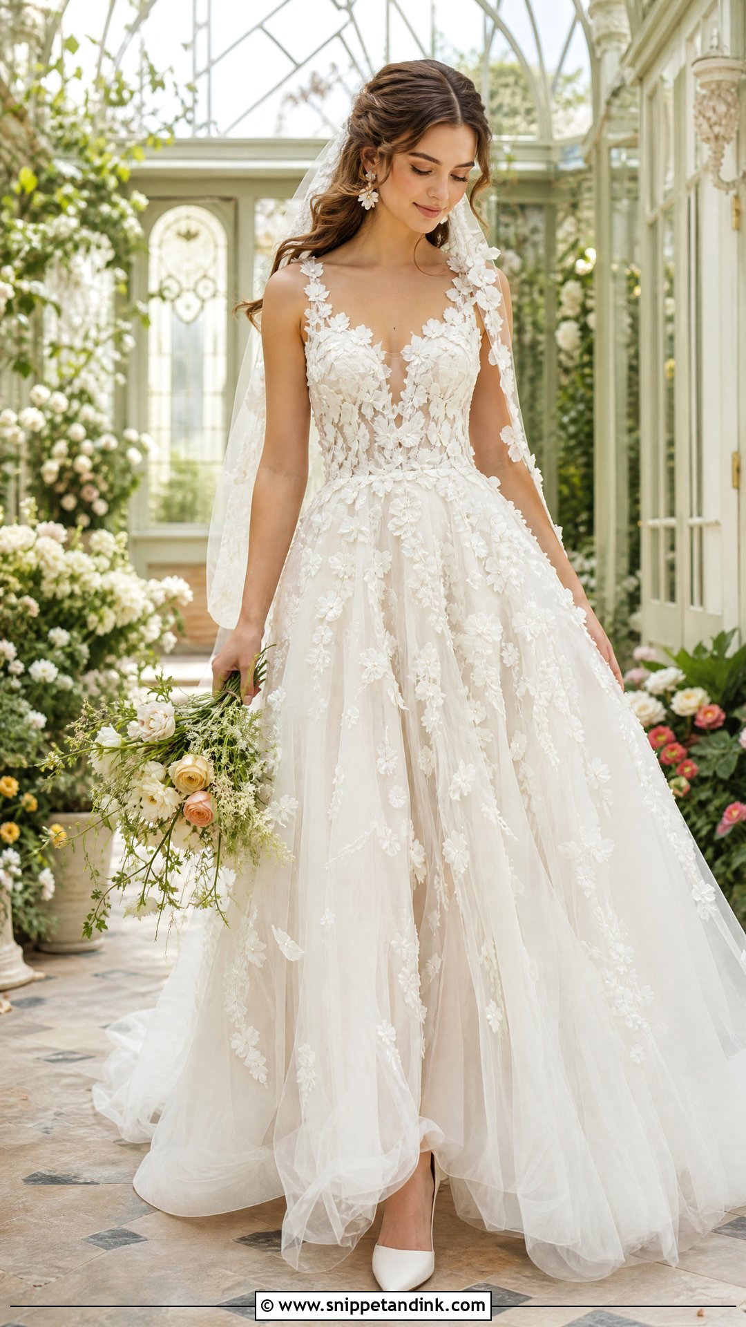 3D Floral Tulle Wedding Dress - Snippet and Ink - 25 Luxurious Wedding Dress Ideas