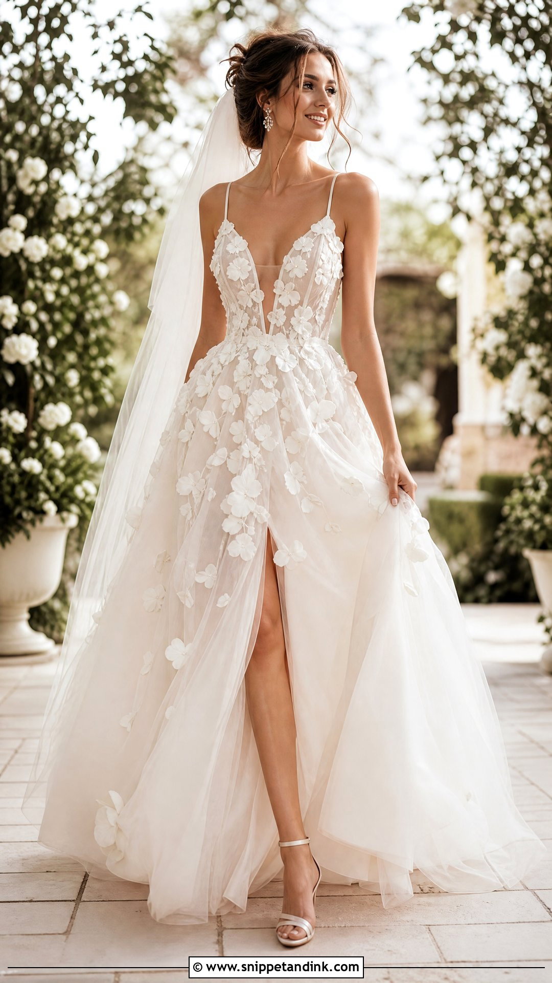3D Floral Tulle Wedding Dress - Snippet and Ink - 20 Wedding Dresses 3d Flowers