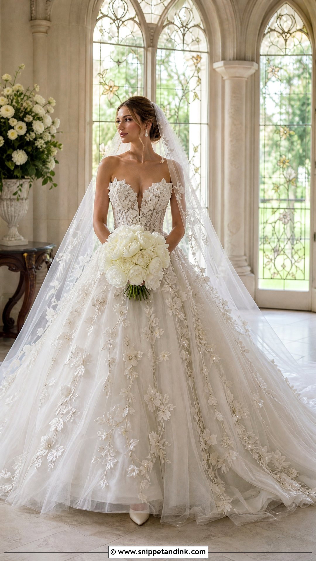 3D Floral Vine Ball Gown Wedding Dress - Snippet and Ink - 20 Wedding Dress with Vines Ideas