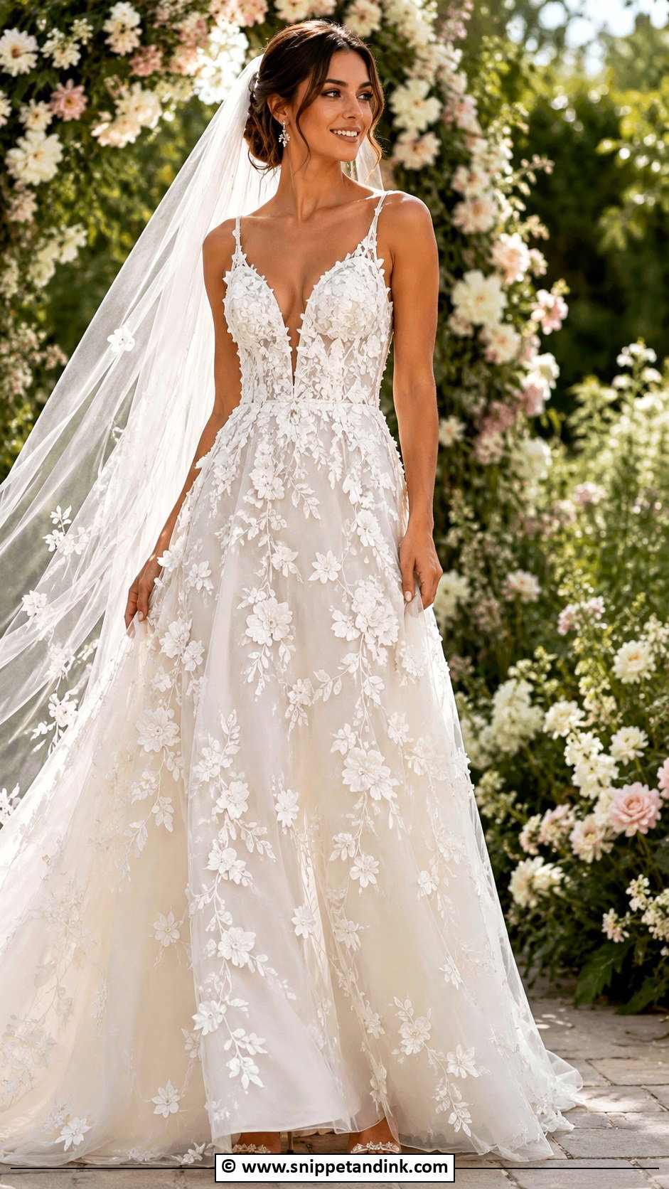 3D Floral Wedding Dress - Snippet and Ink - 25 Glam Wedding Dress Ideas