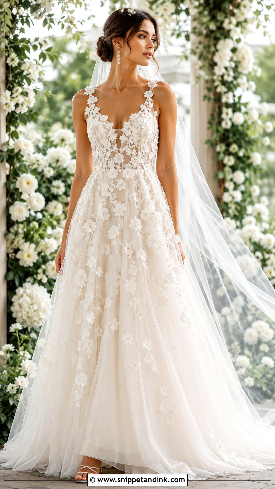 3D Floral Wedding Dress - Snippet and Ink - 20 Creative Wedding Dress Ideas