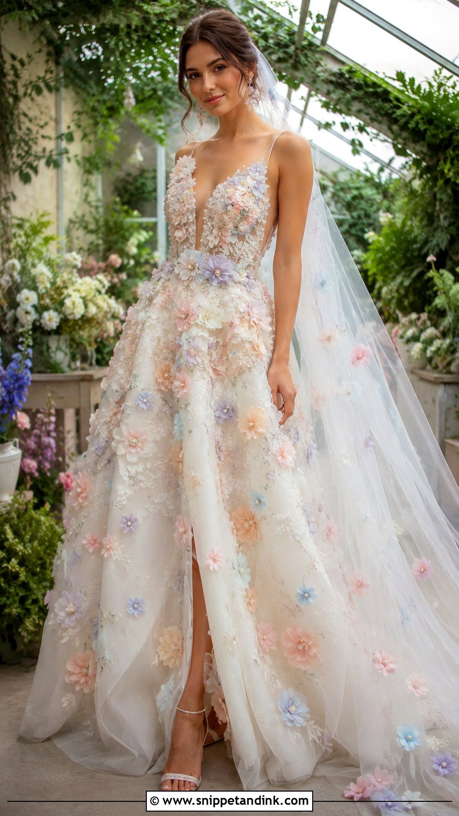 3D Floral Wedding Dress - Snippet and Ink - 20 Maximalist Wedding Dress Ideas
