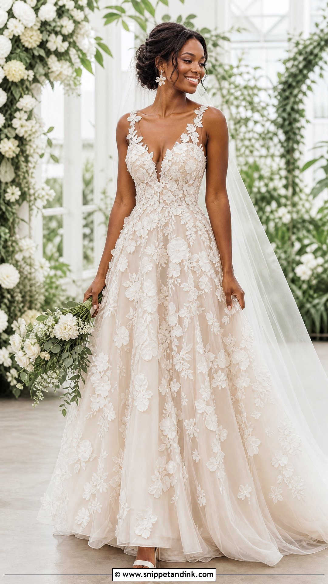 3D Floral Wedding Dress - Snippet and Ink - 25 Black Woman Wedding Dress Ideas