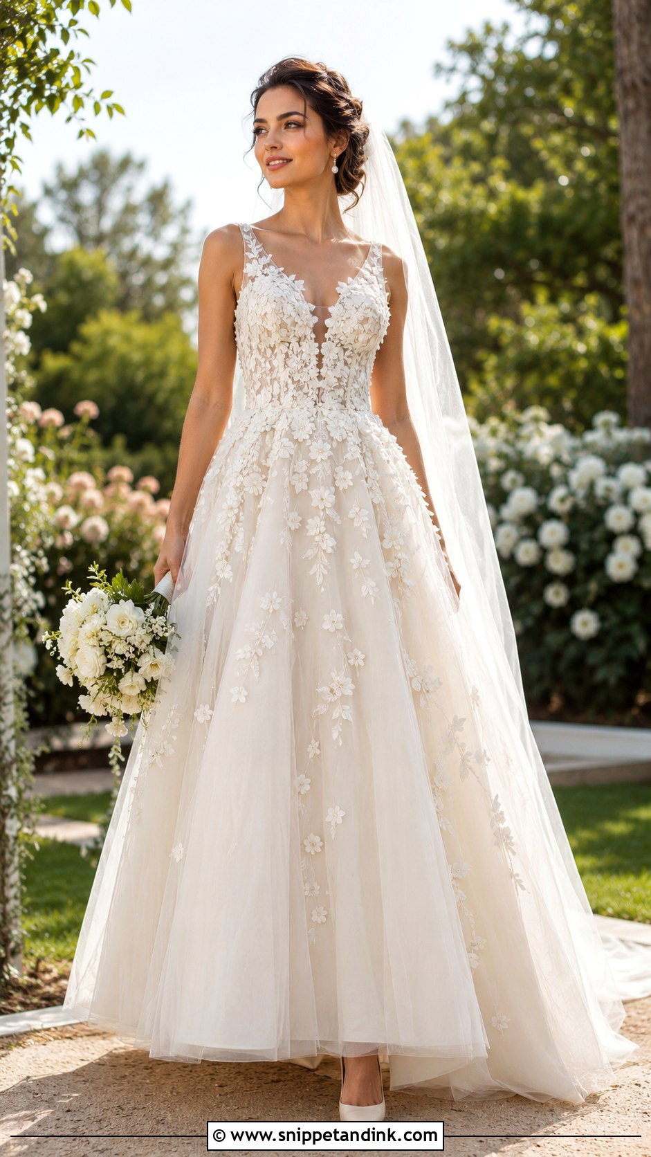 3D Floral Wedding Dress - Snippet and Ink - 25 Textured Wedding Dress Ideas