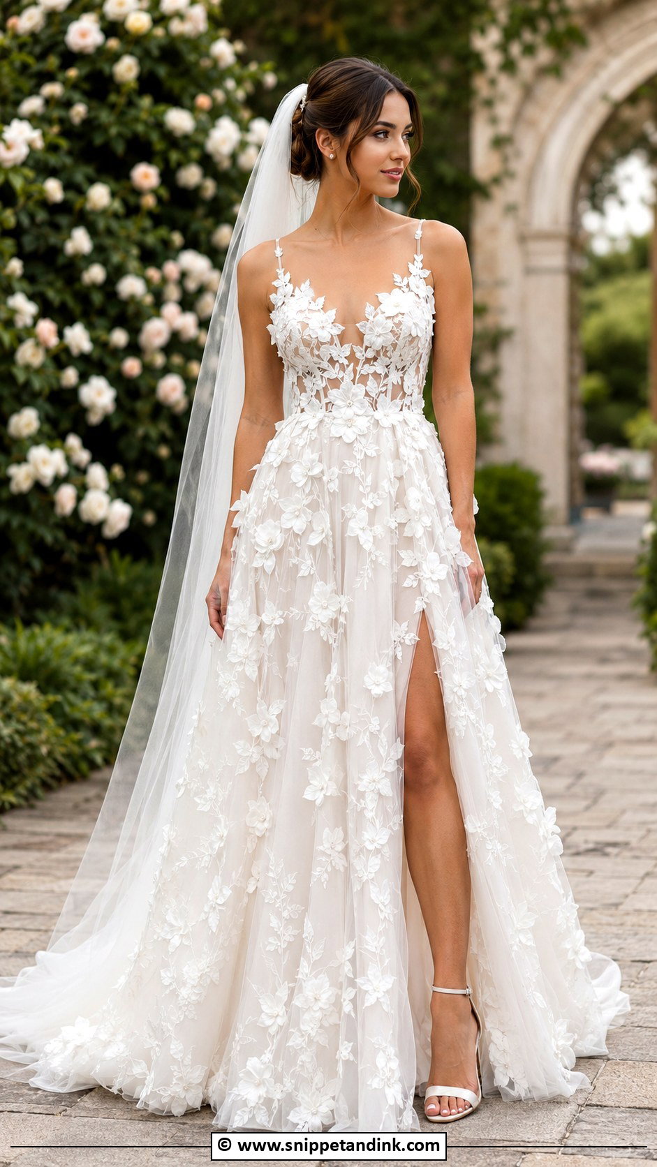 3D Floral Wedding Dress - Snippet and Ink - 25 Whimsical Wedding Dresses