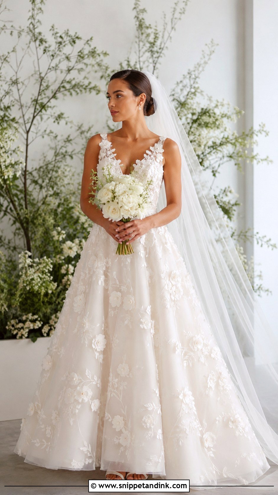 3D Floral Wedding Dress - Snippet and Ink - 20 Fashion Wedding Dress Ideas
