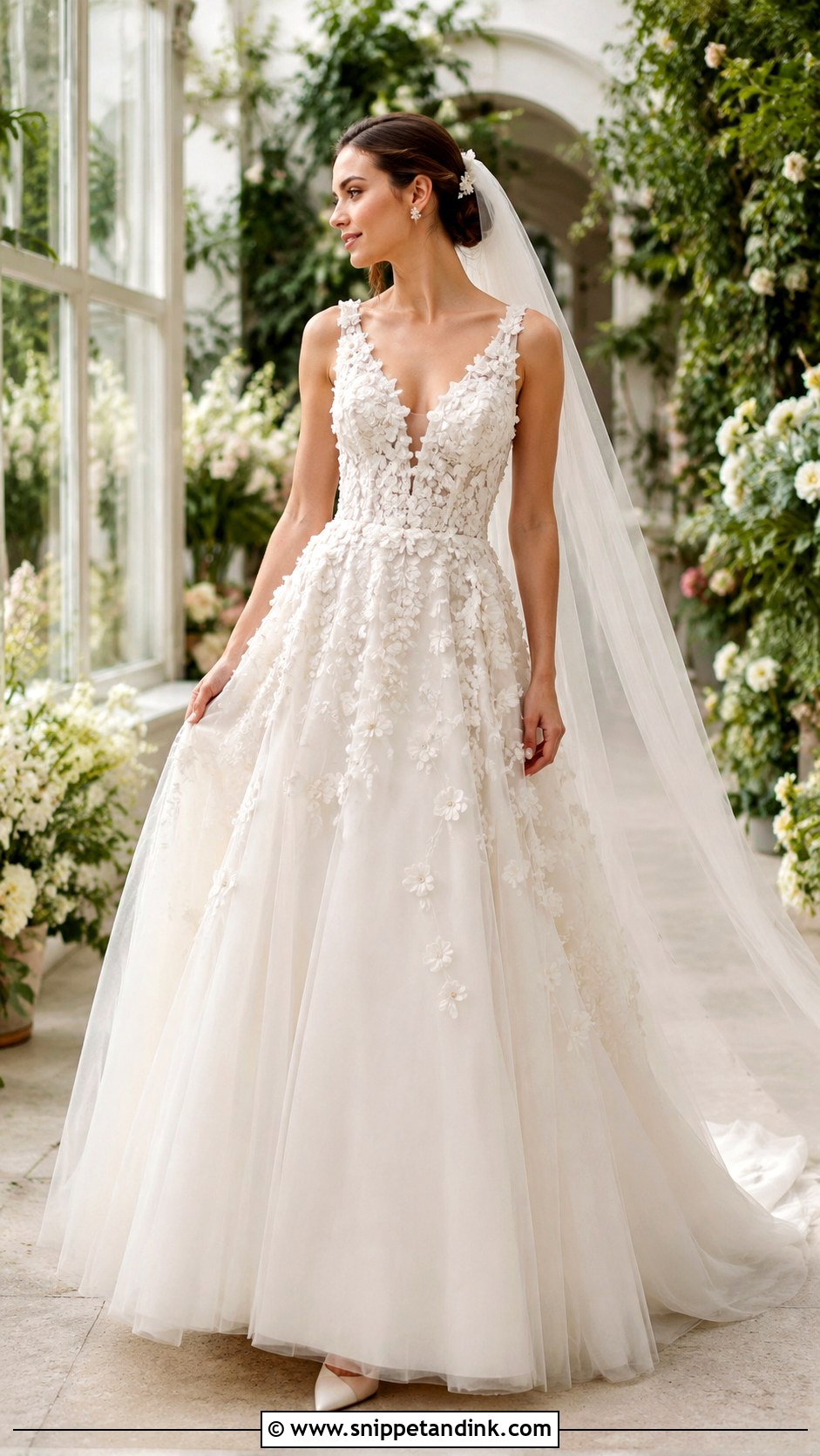 3D Floral Wedding Dress - Snippet and Ink - 20 Modern Romantic Wedding Dress Ideas