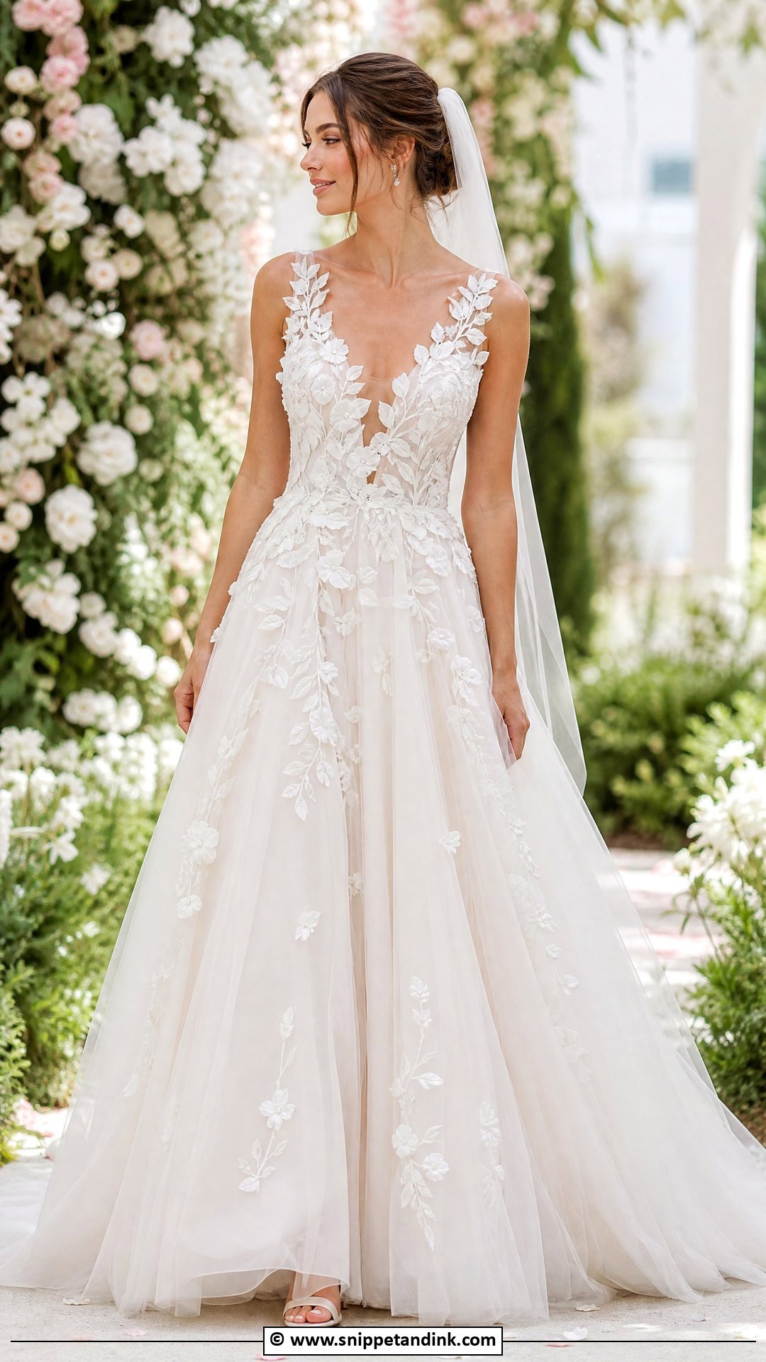 3D Floral Wedding Dress - Snippet and Ink - 35 Ethereal Wedding Dress Ideas