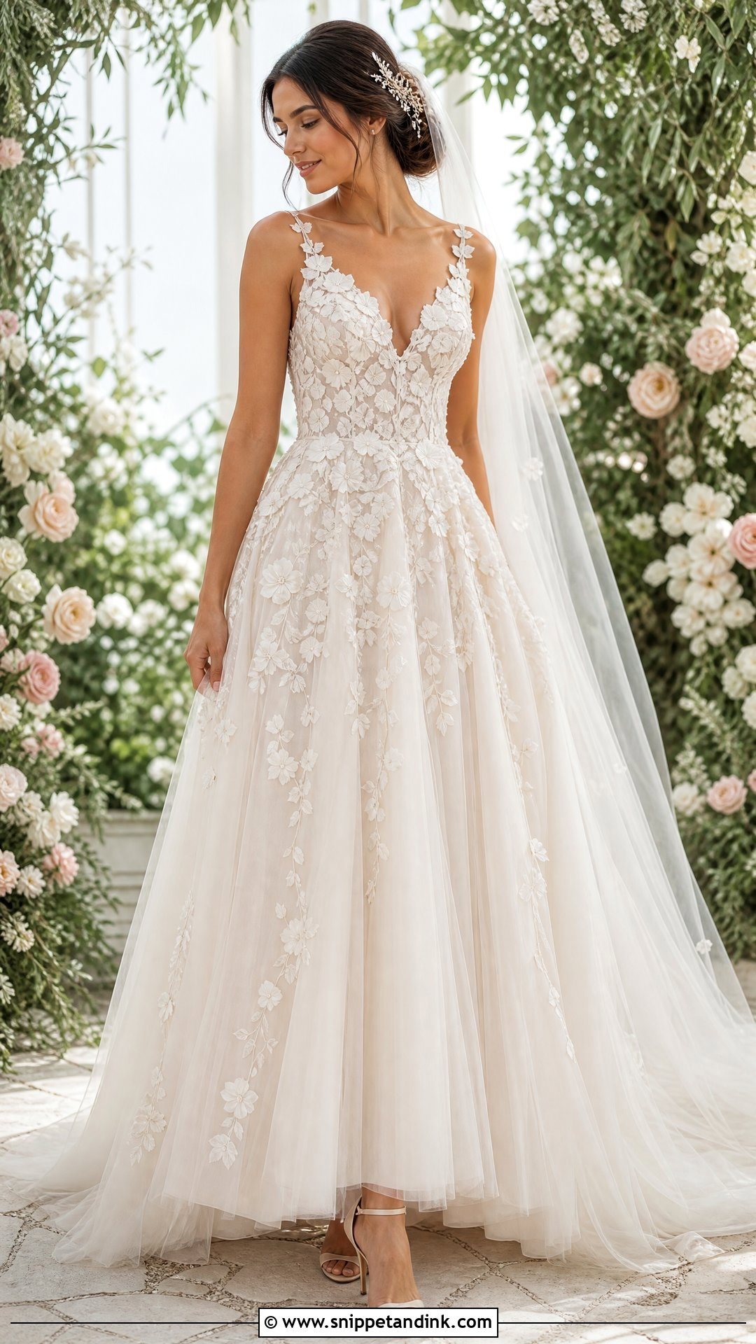 3D Floral Wedding Dress - Snippet and Ink - 25 Embellished Wedding Dress Ideas