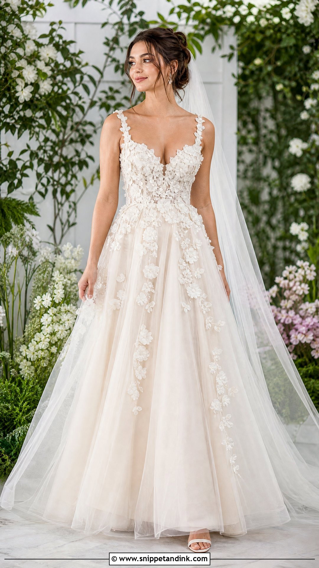 3D Floral Wedding Dress - Snippet and Ink - 20 Angelic Wedding Dress Ideas