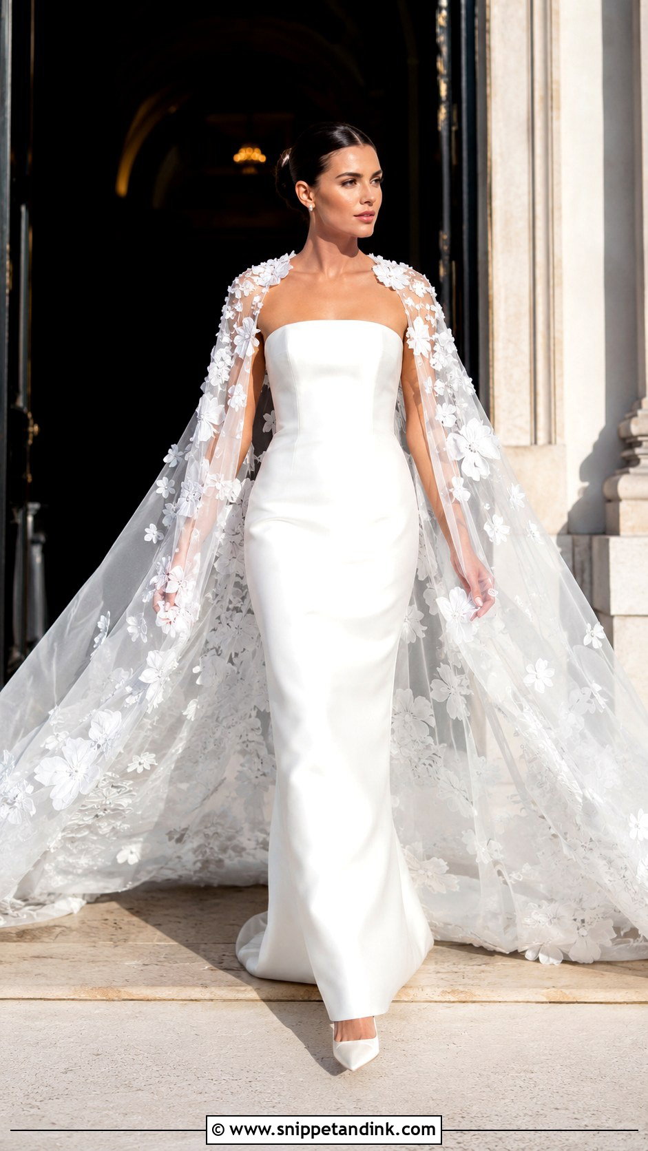 3D Floral Wedding Dress With Cape - Snippet and Ink - 20 3d Wedding Dress Ideas