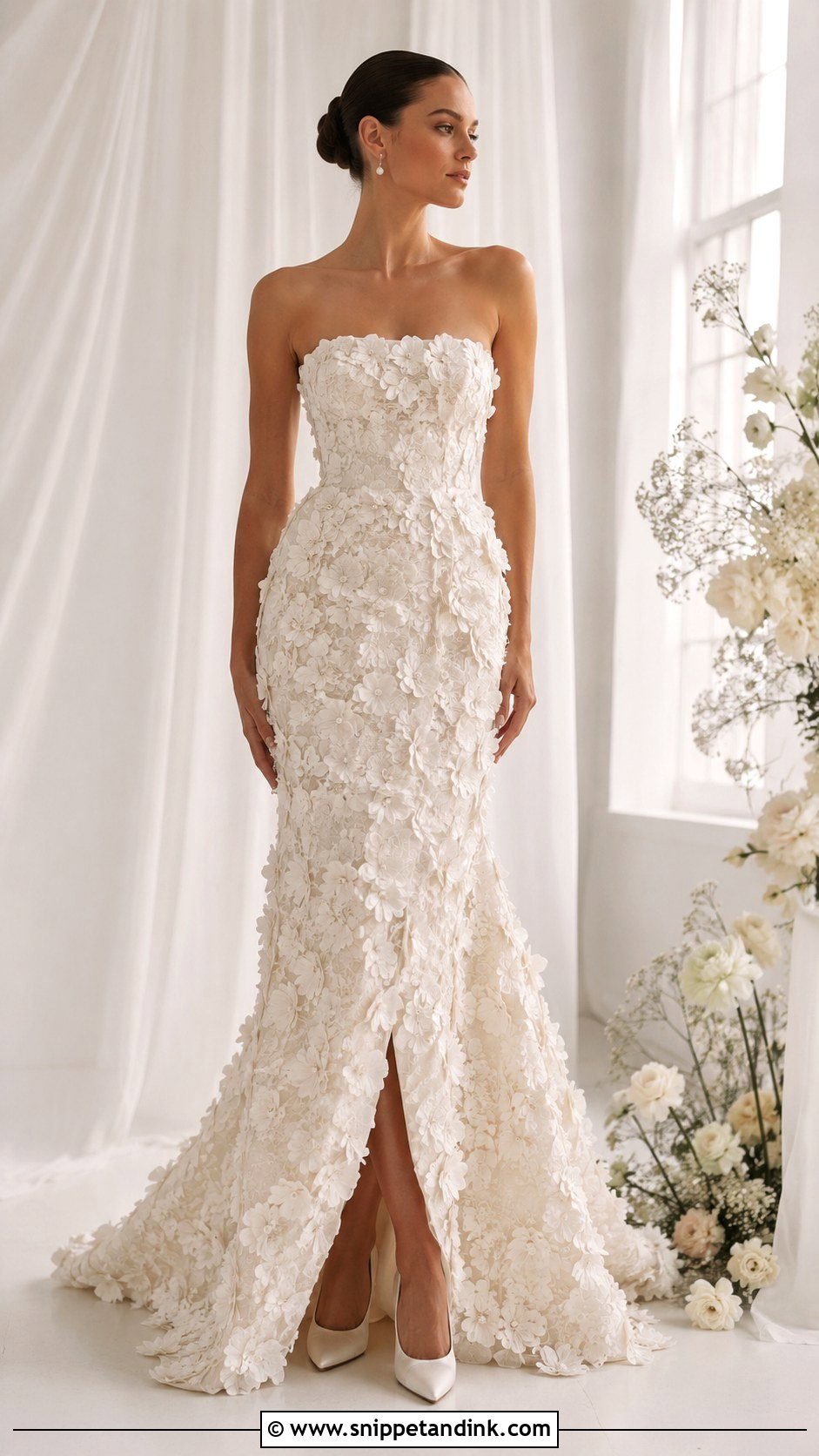 3D Floral Wedding Dress With Heels - Snippet and Ink - 25 Wedding Dresses with Flowers
