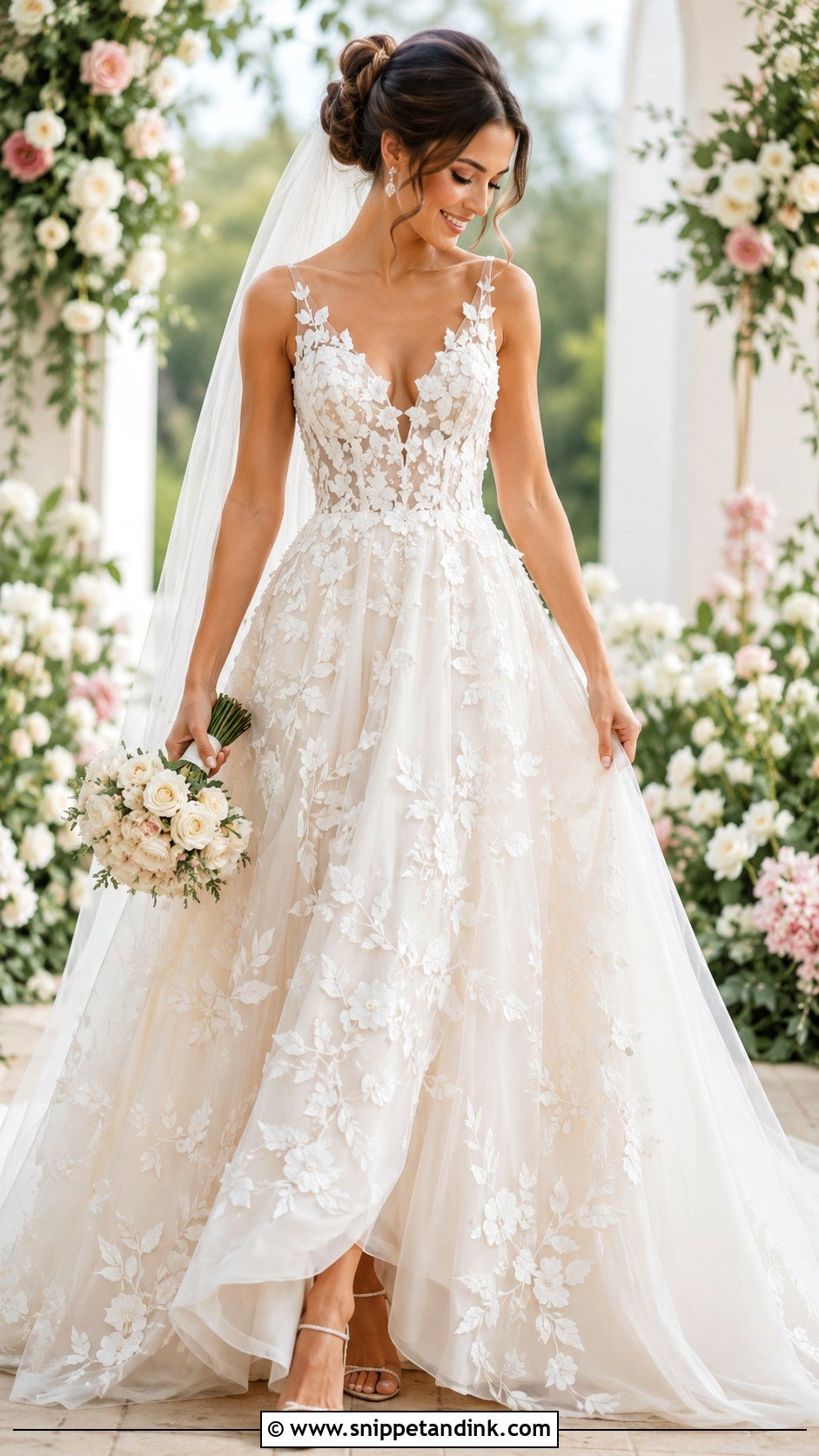 3D Floral Wedding Gown - Snippet and Ink - 25 Unique Wedding Gowns
