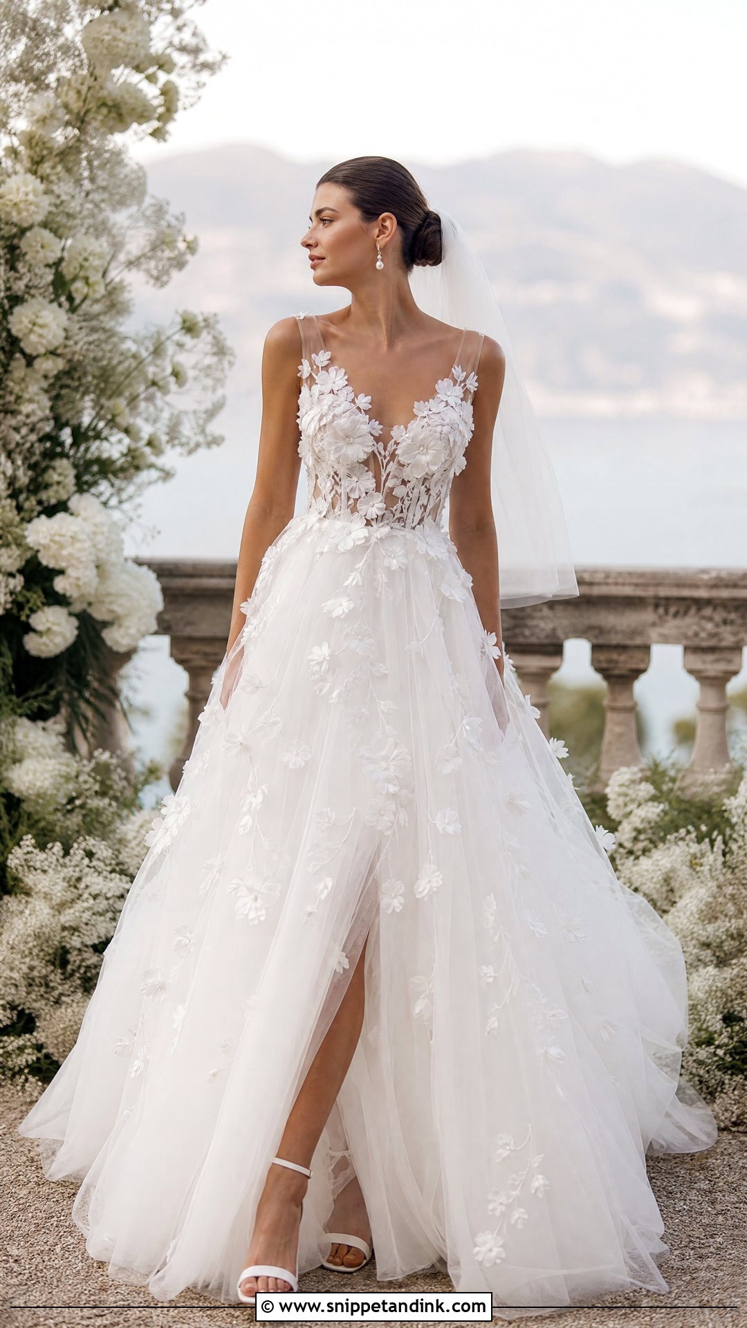 3D Flower A Line Wedding Gown - Snippet and Ink - 25 A Line Wedding Gown Ideas