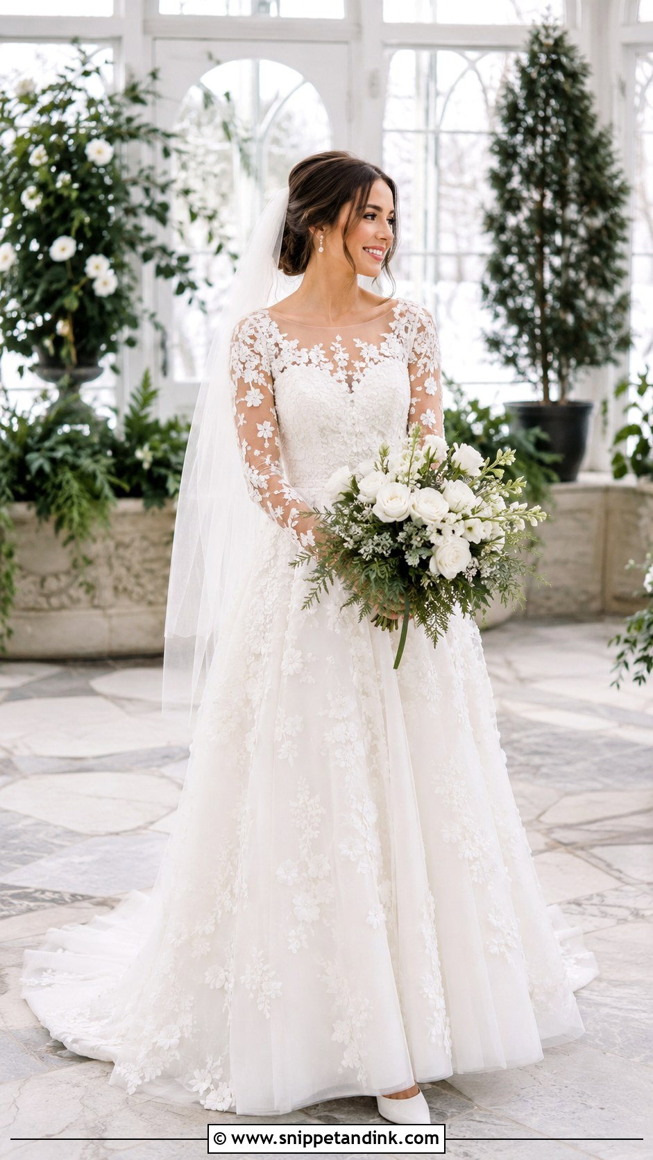 3D Flower Long Sleeve Wedding Dress - Snippet and Ink - 20 3d Wedding Dress Ideas