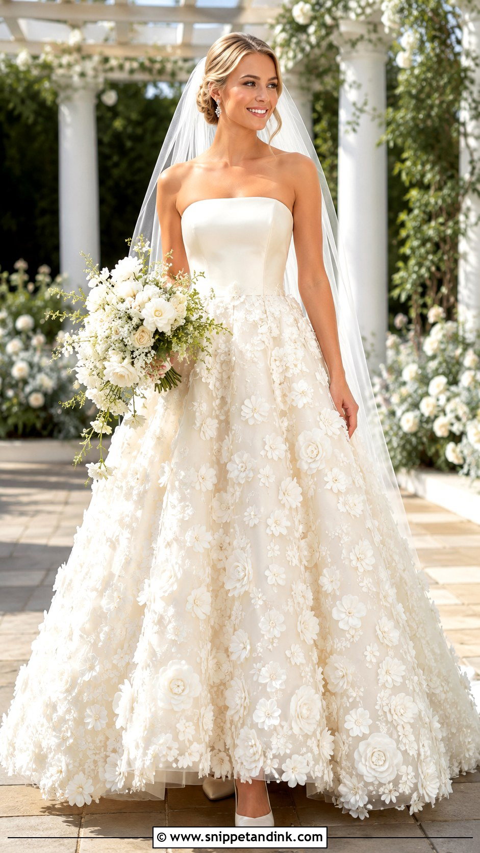 3D Flower Skirt Wedding Dress - Snippet and Ink - 20 3D Flower Wedding Dress Ideas