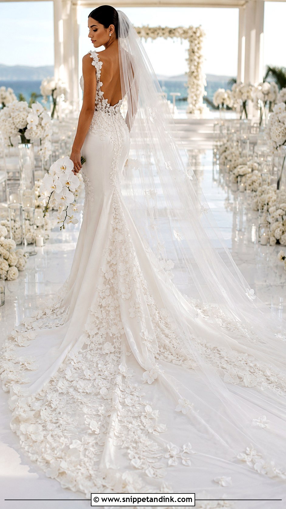 3D Flower Train Wedding Dress - Snippet and Ink - 20 3D Flower Wedding Dress Ideas