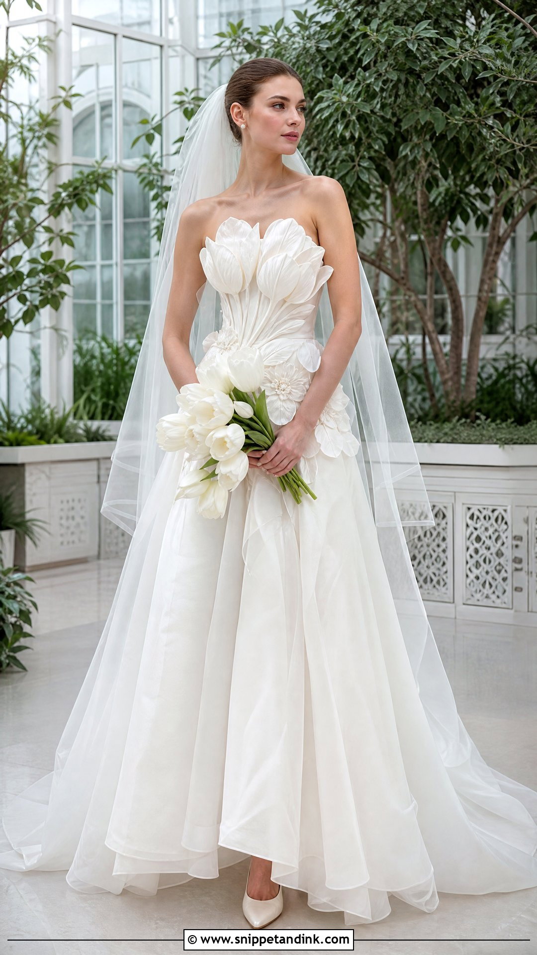 3D Flower Tulip Wedding Dress - Snippet and Ink - 20 Tulip Wedding Dress Ideas