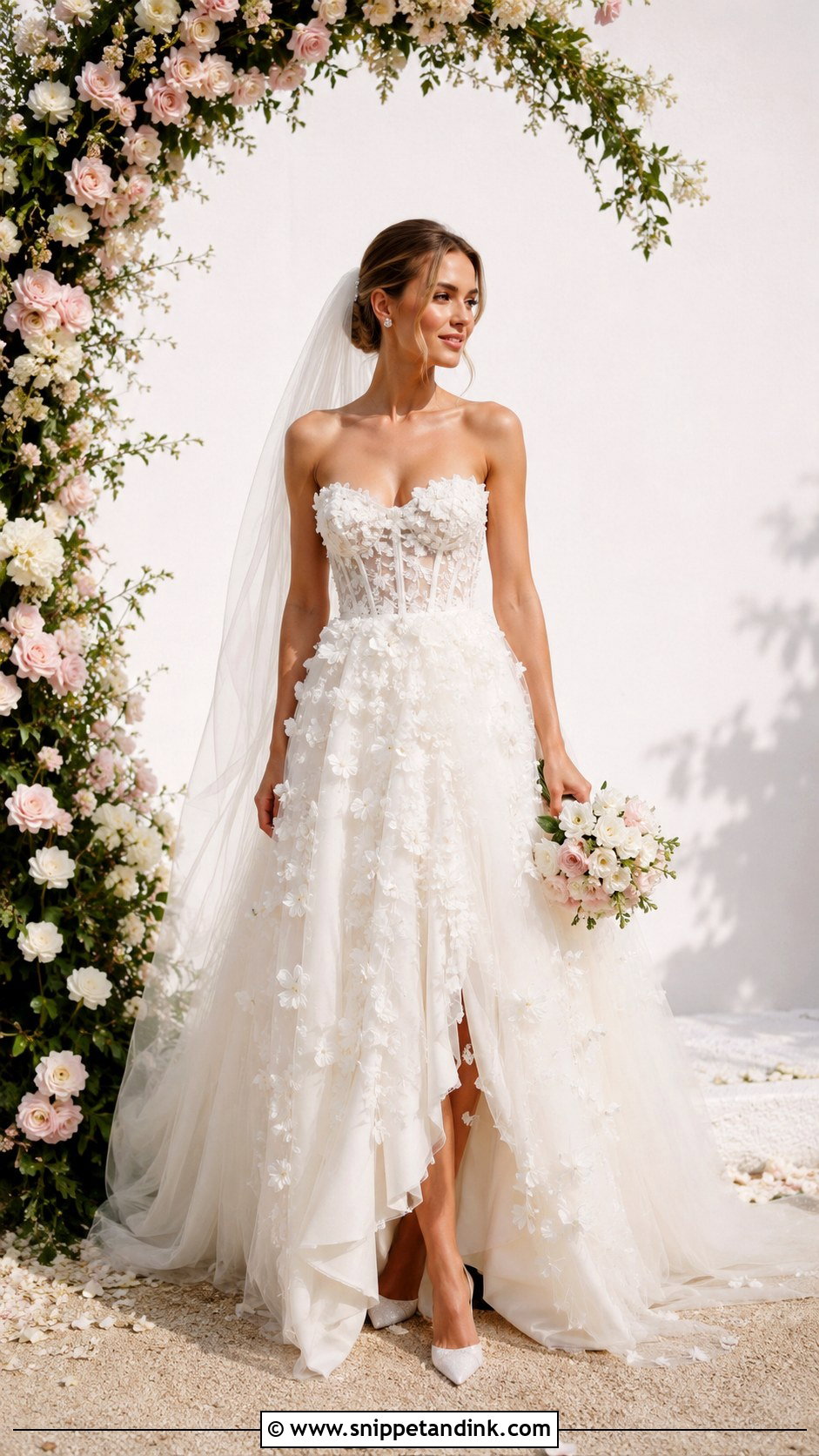 3D Flower Tulle Wedding Dress - Snippet and Ink - 20 Enchanted Garden Wedding Dress Ideas