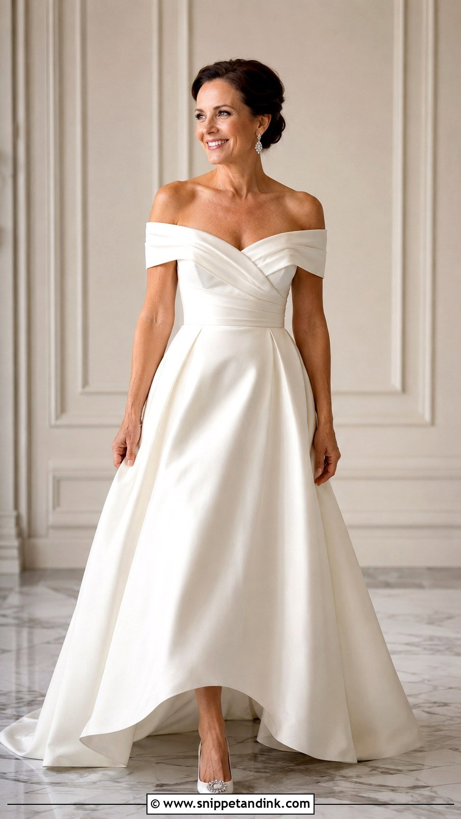 40s Off Shoulder Wedding Dress - Snippet and Ink - 25 40s Wedding Dress Ideas