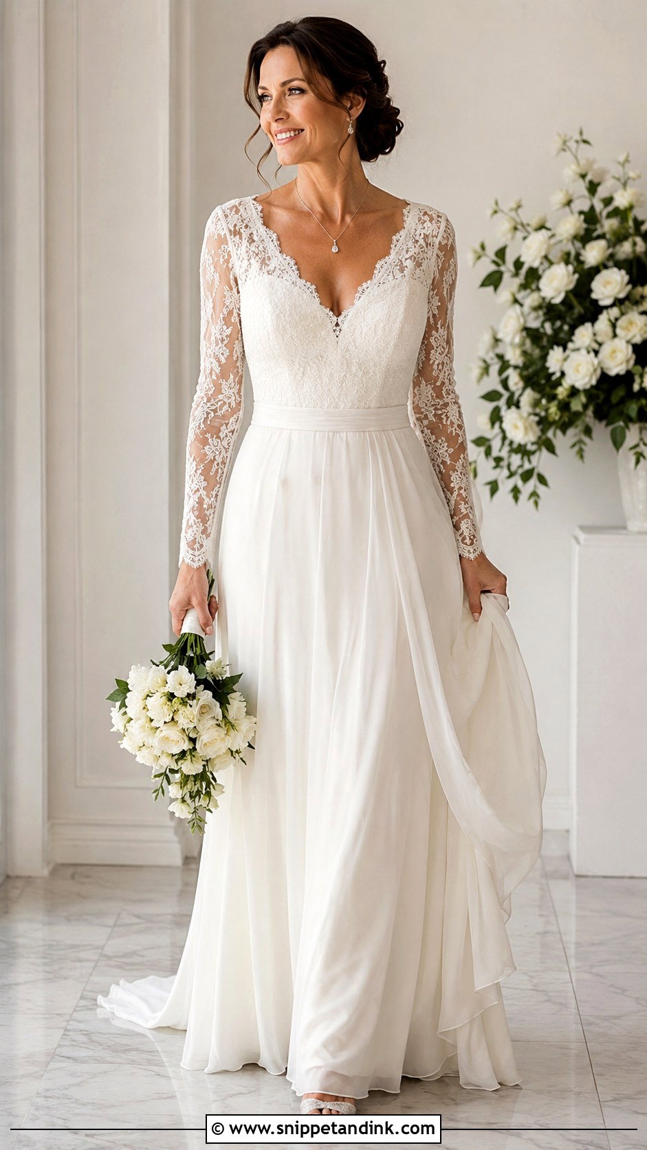 40s V Neck Wedding Dress - Snippet and Ink - 25 40s Wedding Dress Ideas