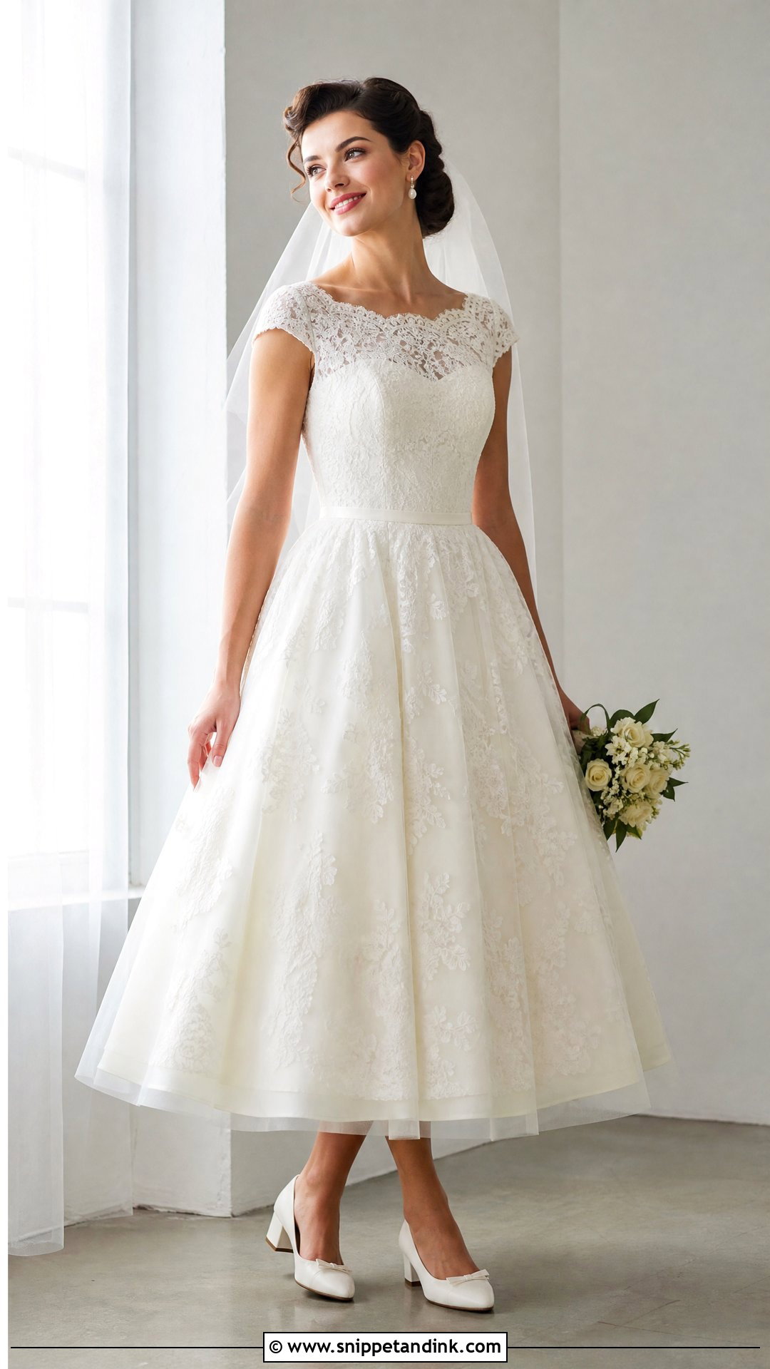 50s Style Cap Sleeve Wedding Dress - Snippet and Ink - 25 50s Style Wedding Dress Ideas