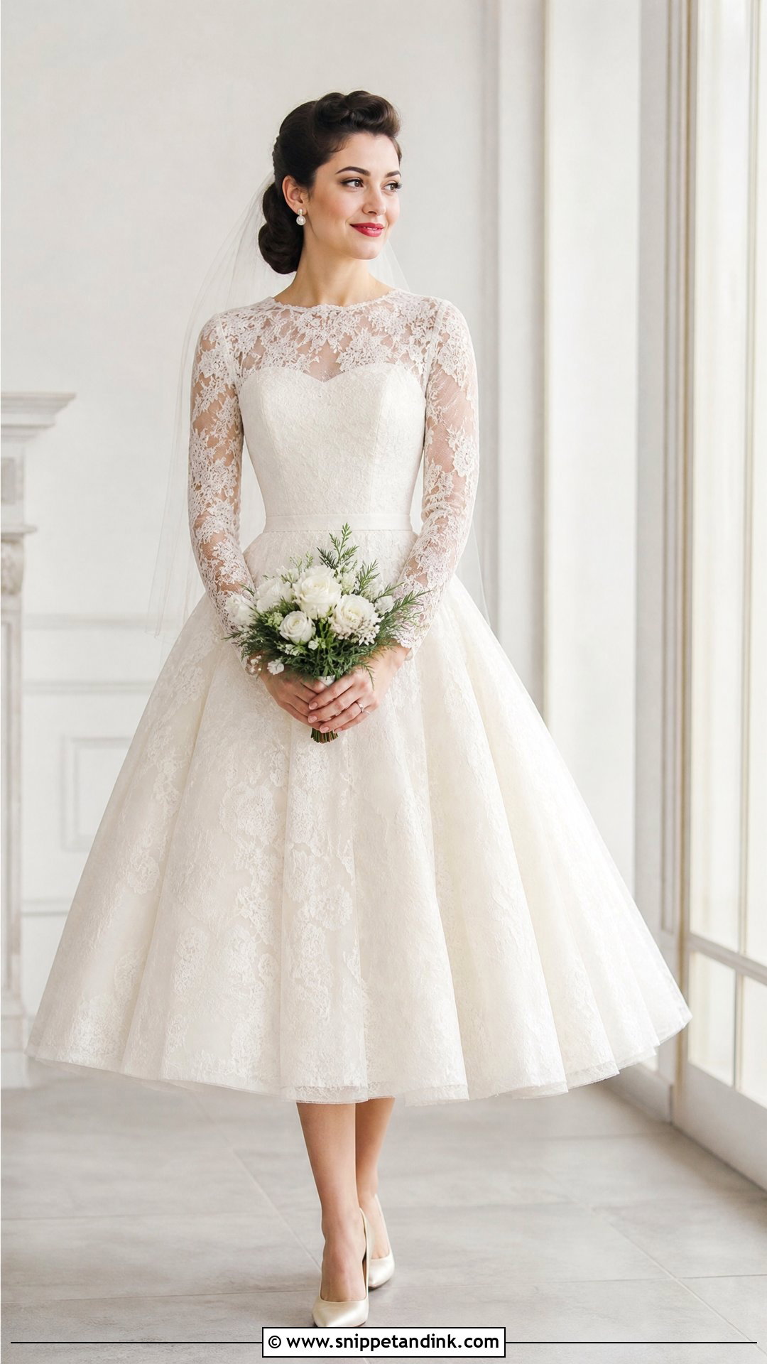 50s Style Long Sleeve Wedding Dress - Snippet and Ink - 25 50s Style Wedding Dress Ideas