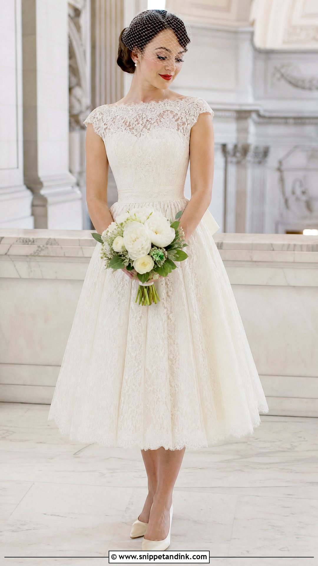 50s Style Wedding Dress With Birdcage Veil - Snippet and Ink - 25 50s Style Wedding Dress Ideas