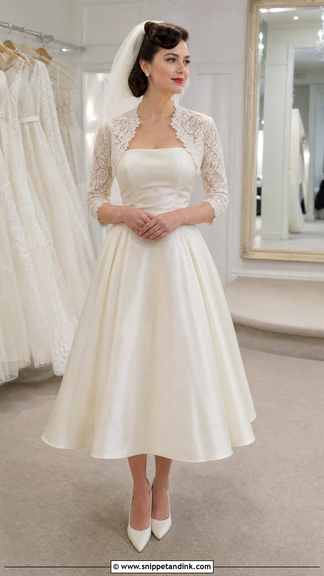 50s Style Wedding Dress With Bolero - Snippet and Ink - 25 50s Style Wedding Dress Ideas