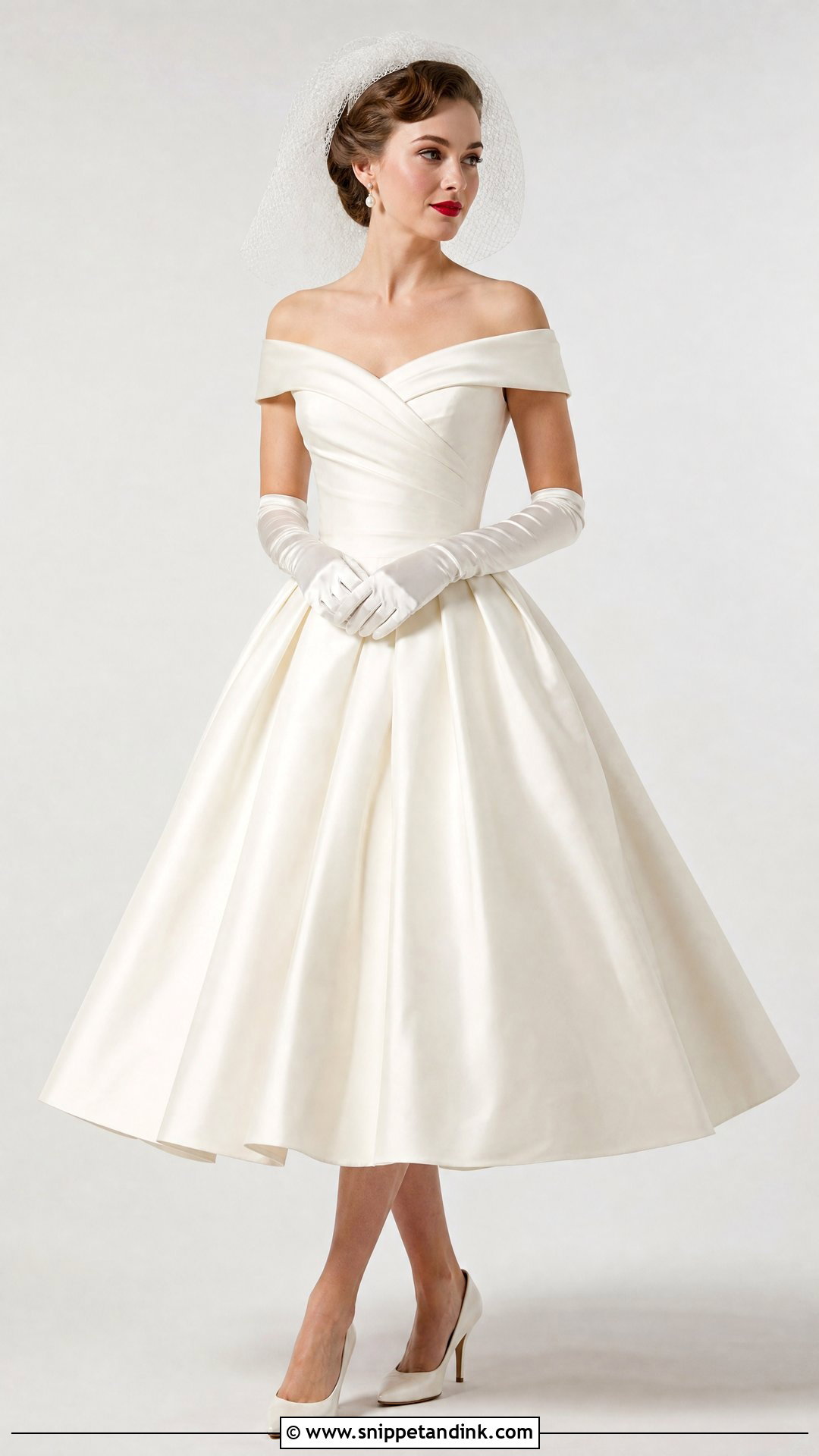 50s Style Wedding Dress With Gloves - Snippet and Ink - 25 50s Style Wedding Dress Ideas