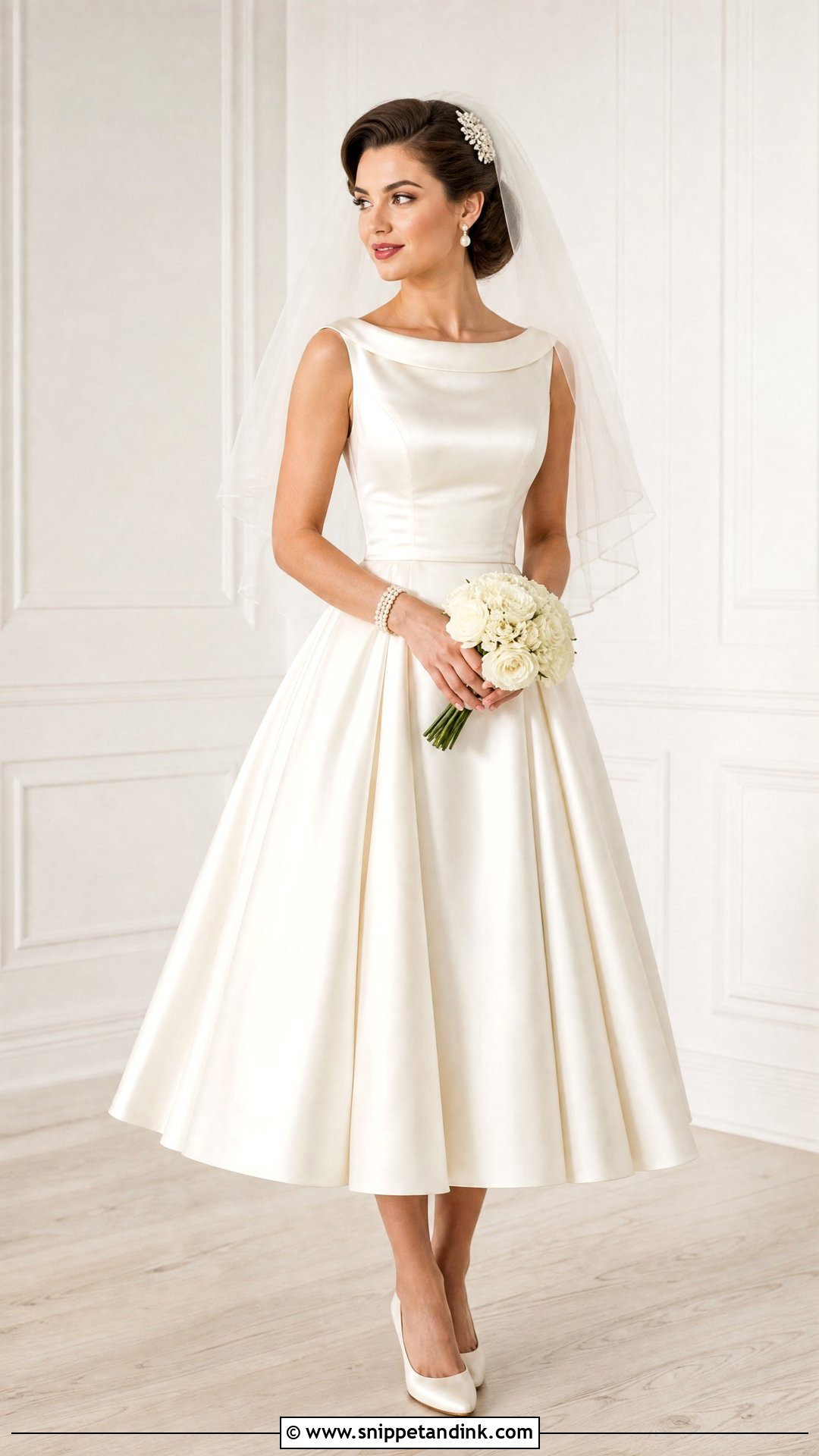 50s Style Wedding Dress With Pearl Accessories - Snippet and Ink - 25 50s Style Wedding Dress Ideas