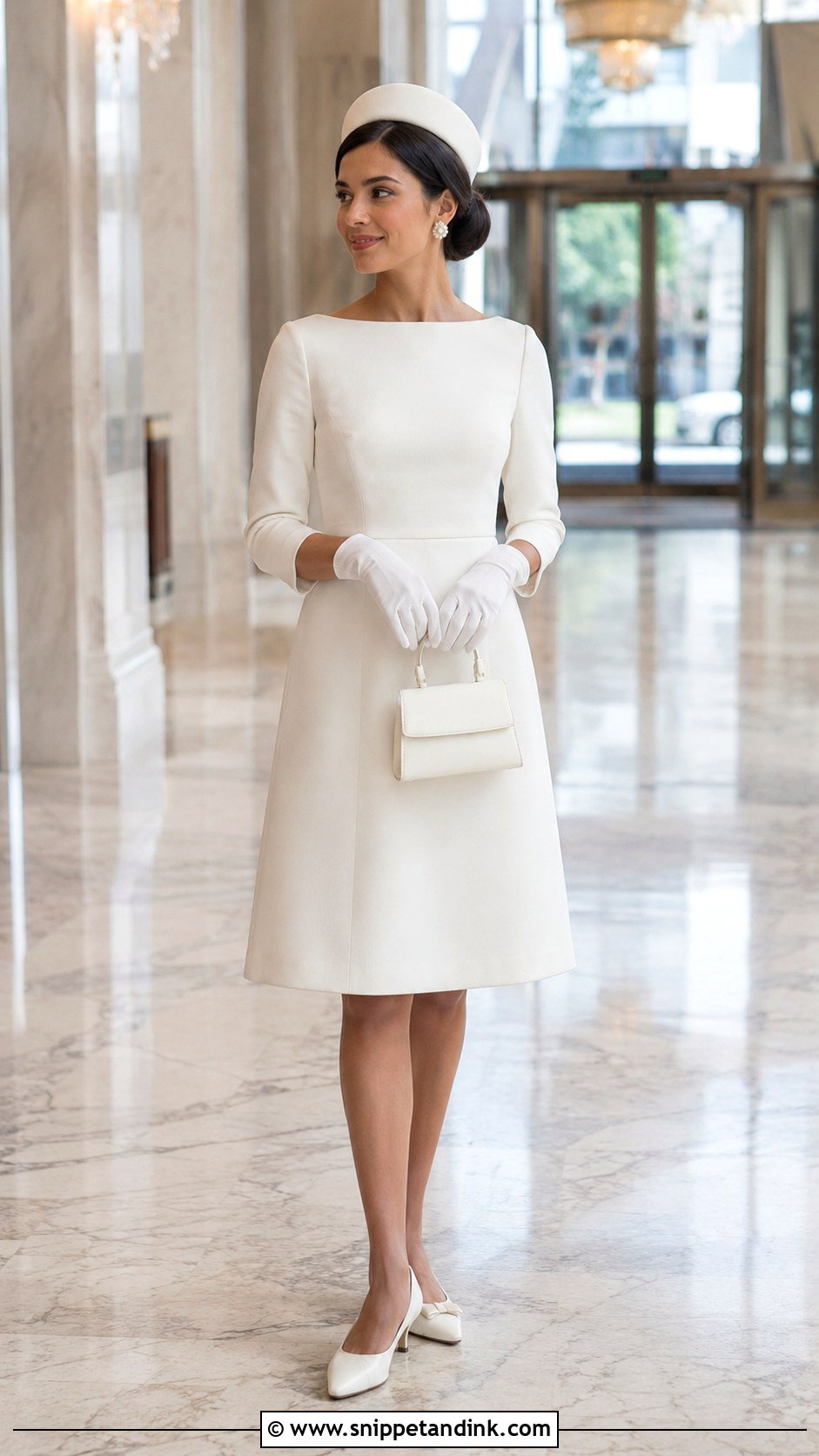 60s A Line Wedding Dress With Gloves - Snippet and Ink - 20 60s Inspired Wedding Dress Ideas