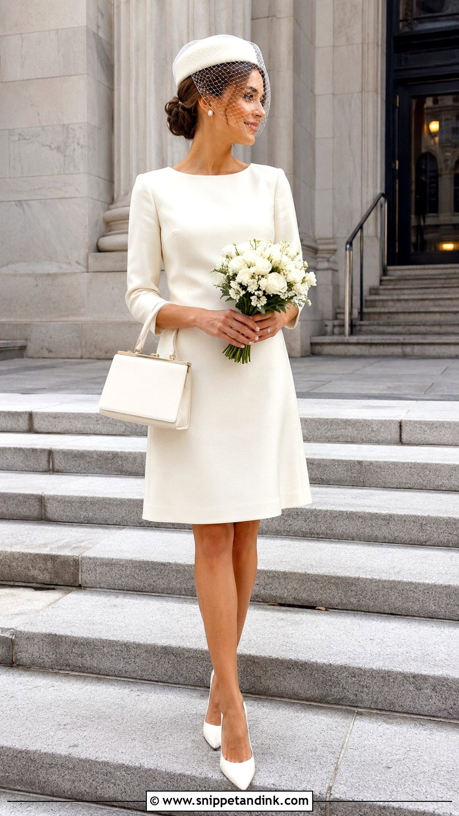 60s Courthouse Wedding Dress With Pillbox Hat - Snippet and Ink - 20 60s Inspired Wedding Dress Ideas