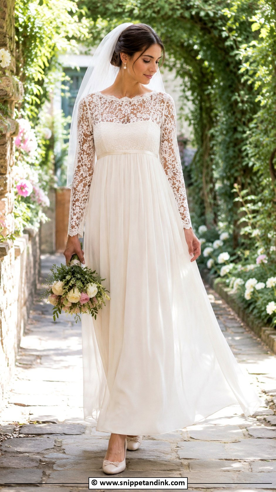 60s Empire Waist Wedding Dress - Snippet and Ink - 30 60s Wedding Dress Ideas