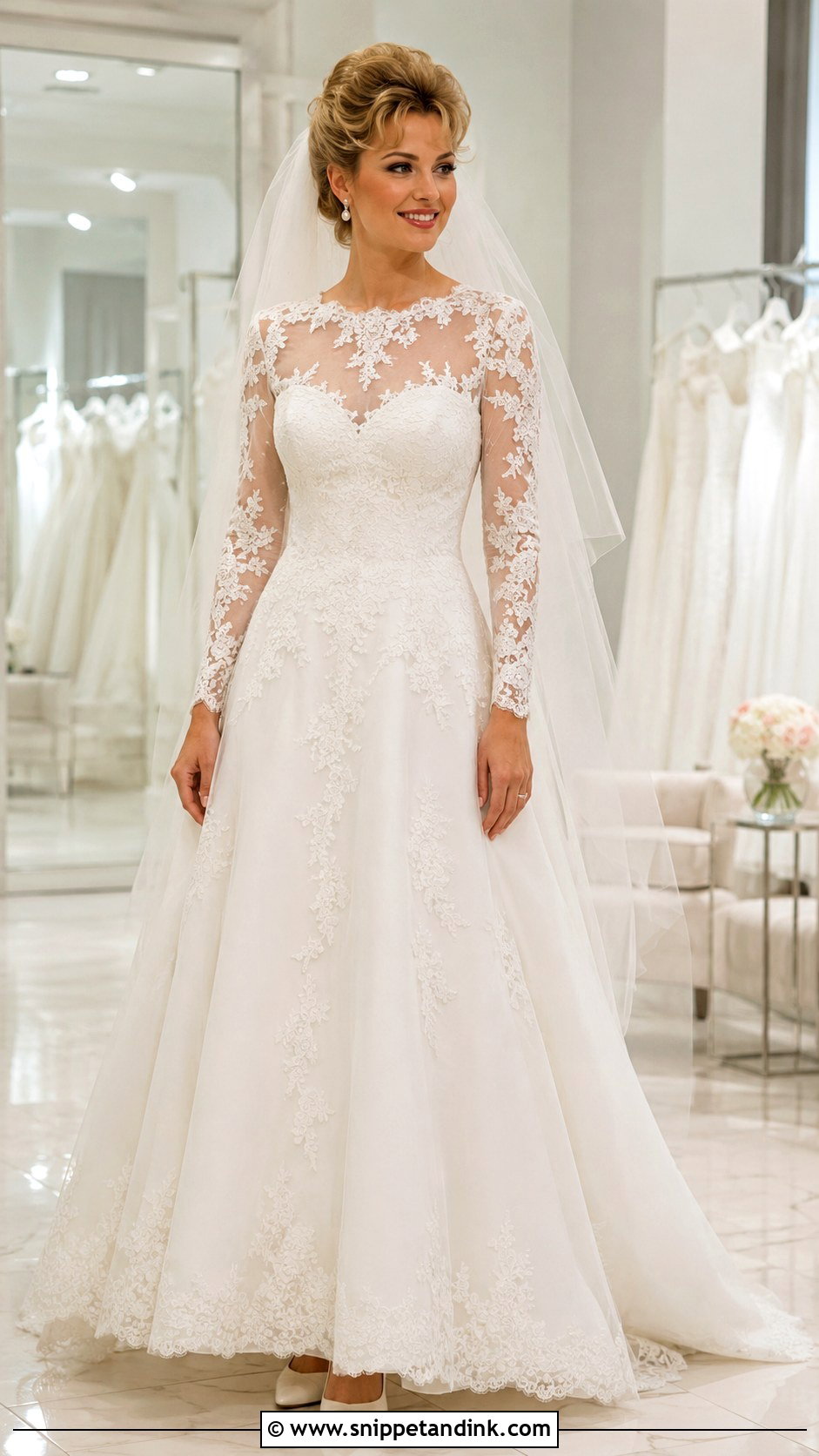 80s Illusion Neck Wedding Dress - Snippet and Ink - 30 80s Wedding Dress Ideas