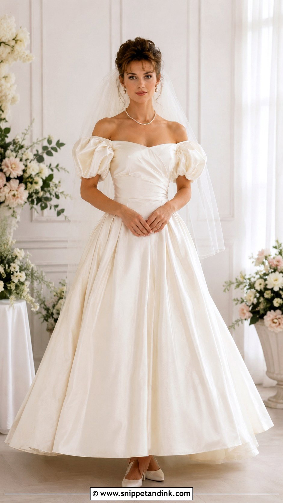 80s Off Shoulder Wedding Dress - Snippet and Ink - 30 80s Wedding Dress Ideas