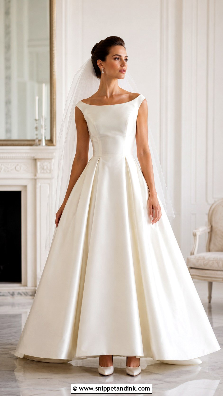 80s Portrait Neckline Wedding Dress - Snippet and Ink - 30 80s Wedding Dress Ideas