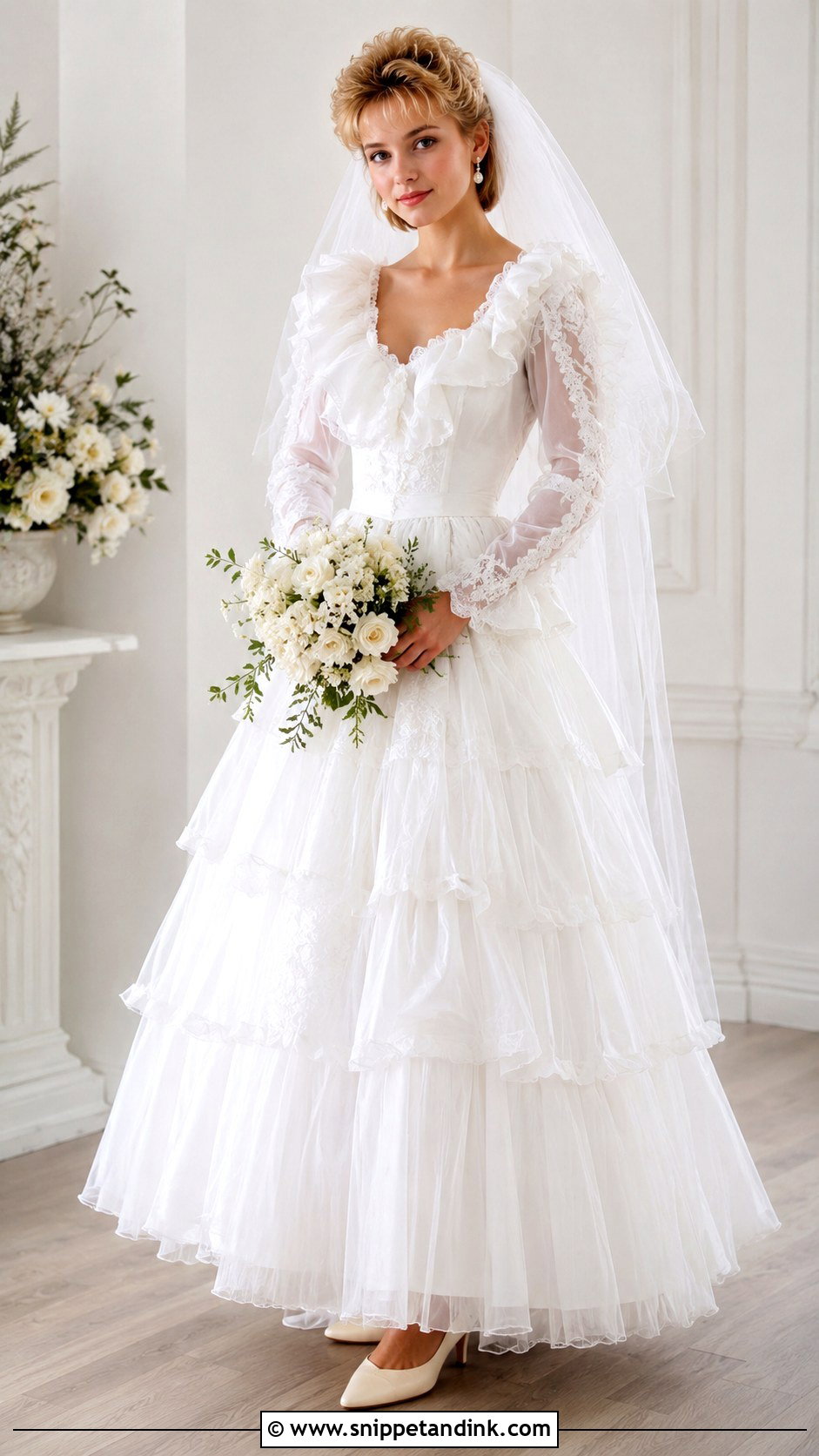80s Ruffle Wedding Dress - Snippet and Ink - 30 80s Wedding Dress Ideas