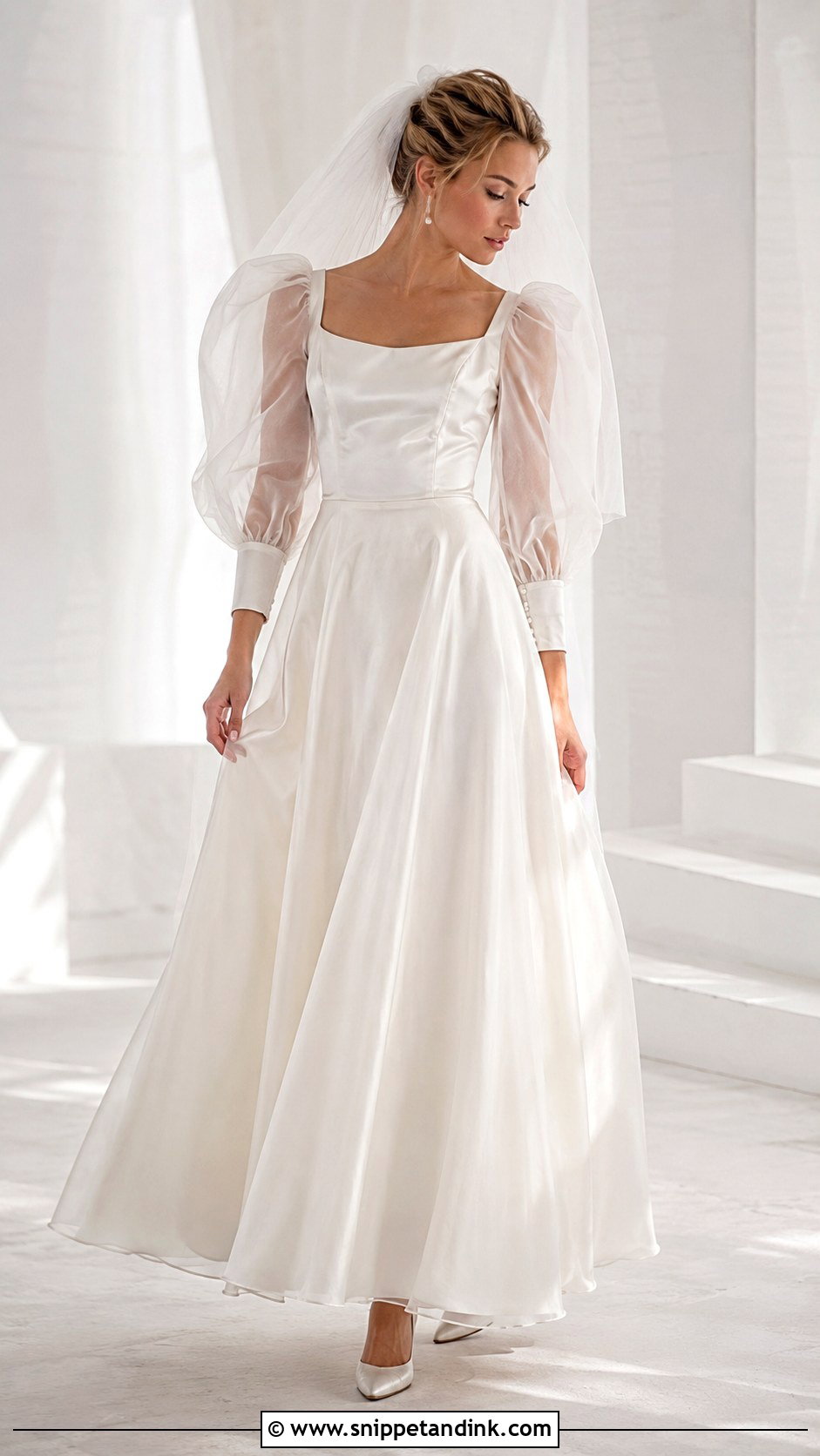 80s Sheer Sleeve Wedding Dress - Snippet and Ink - 30 80s Wedding Dress Ideas