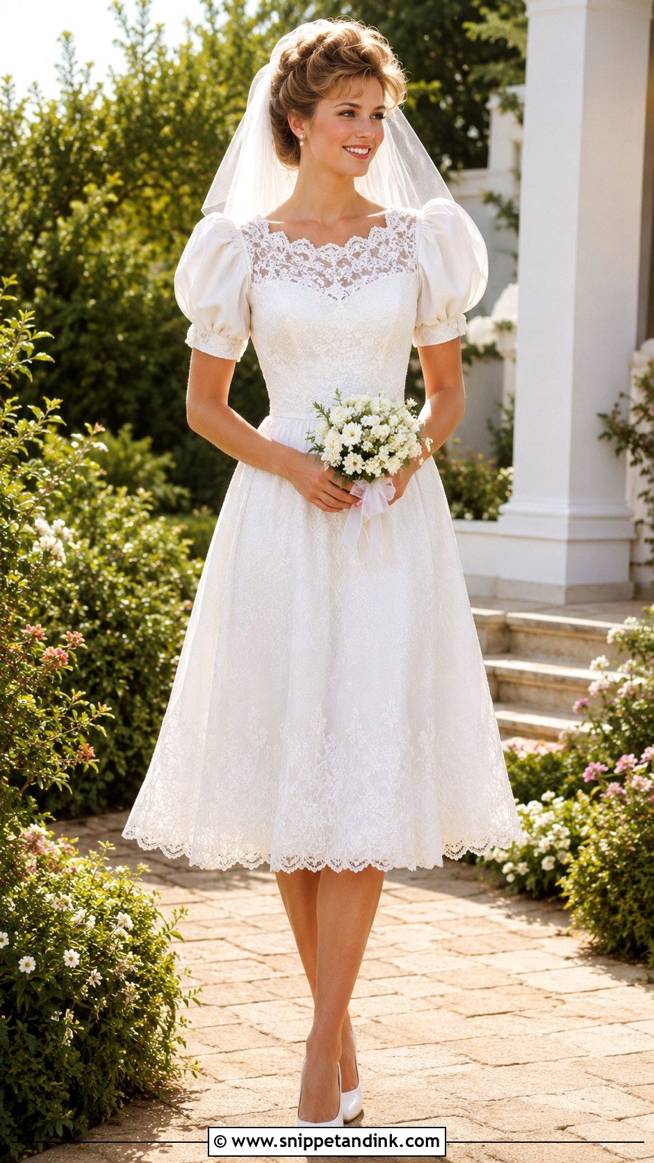 80s Short Sleeve Wedding Dress - Snippet and Ink - 25 80s Wedding Dresses