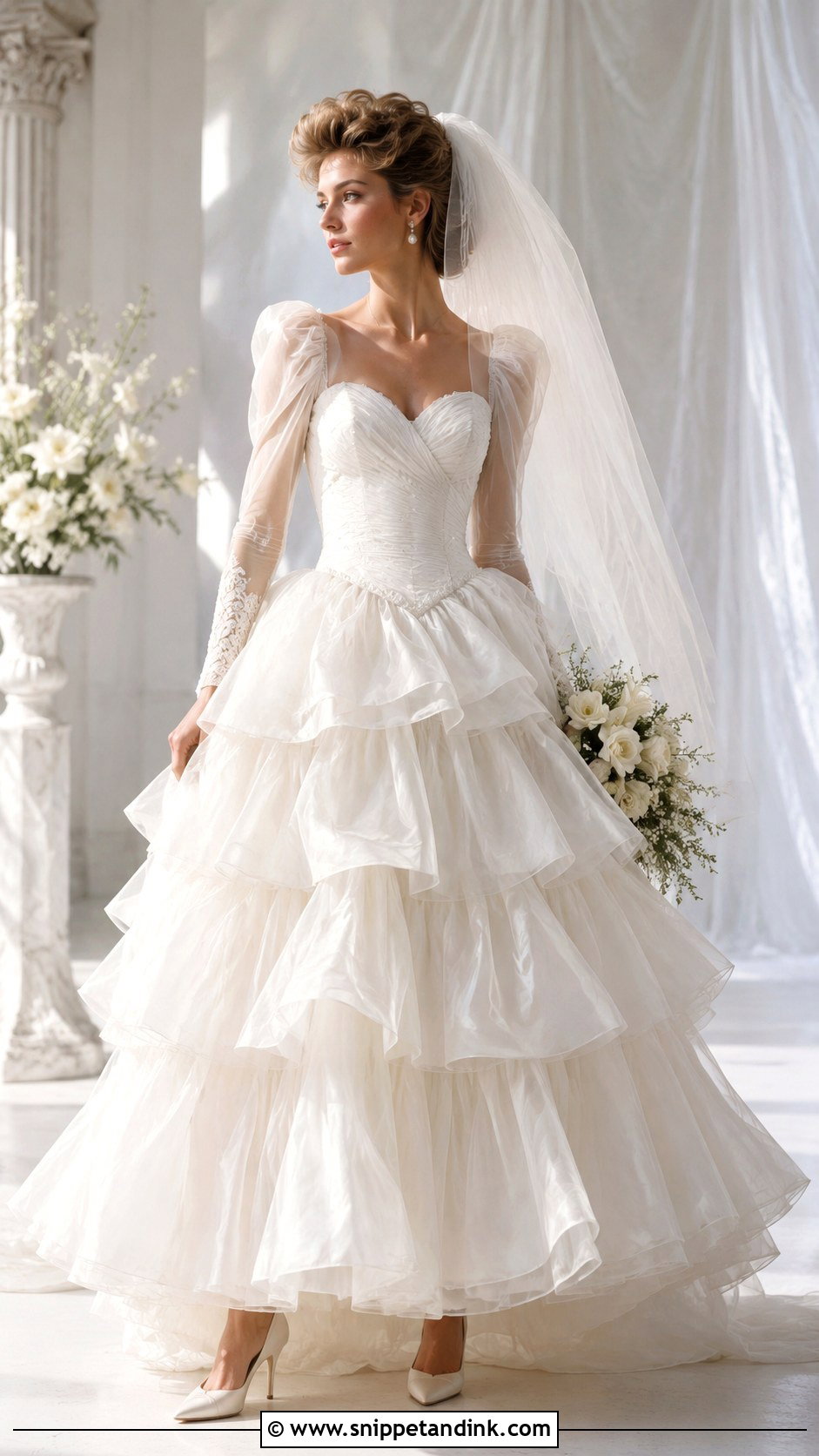 80s Tiered Skirt Wedding Dress - Snippet and Ink - 30 80s Wedding Dress Ideas