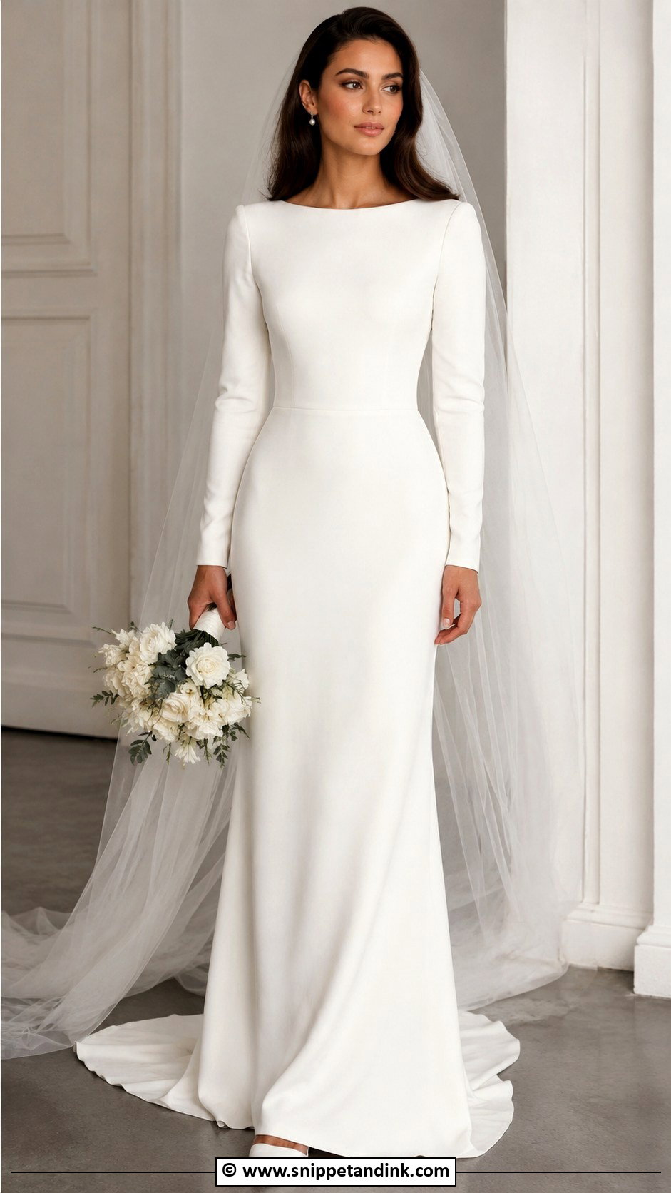 90s Bride Long Sleeve Crepe Dress - Snippet and Ink - 25 90s Bride Ideas