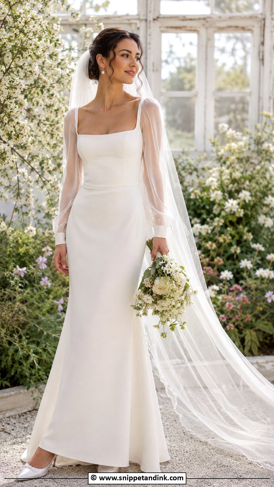 90s Bride Sheer Sleeve Dress - Snippet and Ink - 25 90s Bride Ideas