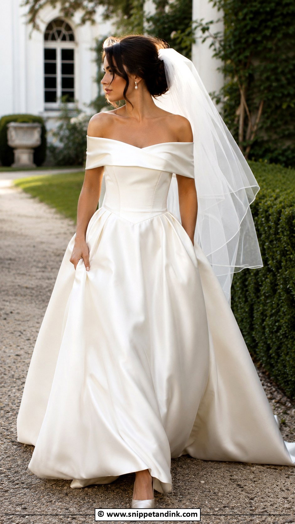 90s Off Shoulder Wedding Dress - Snippet and Ink - 30 90s Wedding Dress Ideas