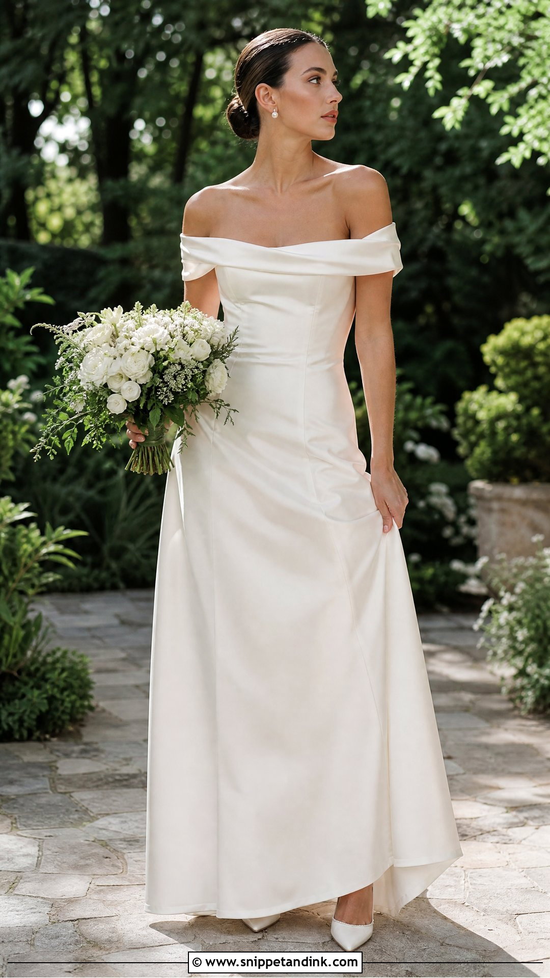 90s Off The Shoulder Wedding Dress - Snippet and Ink - 25 Vintage 90s Wedding Dress Ideas