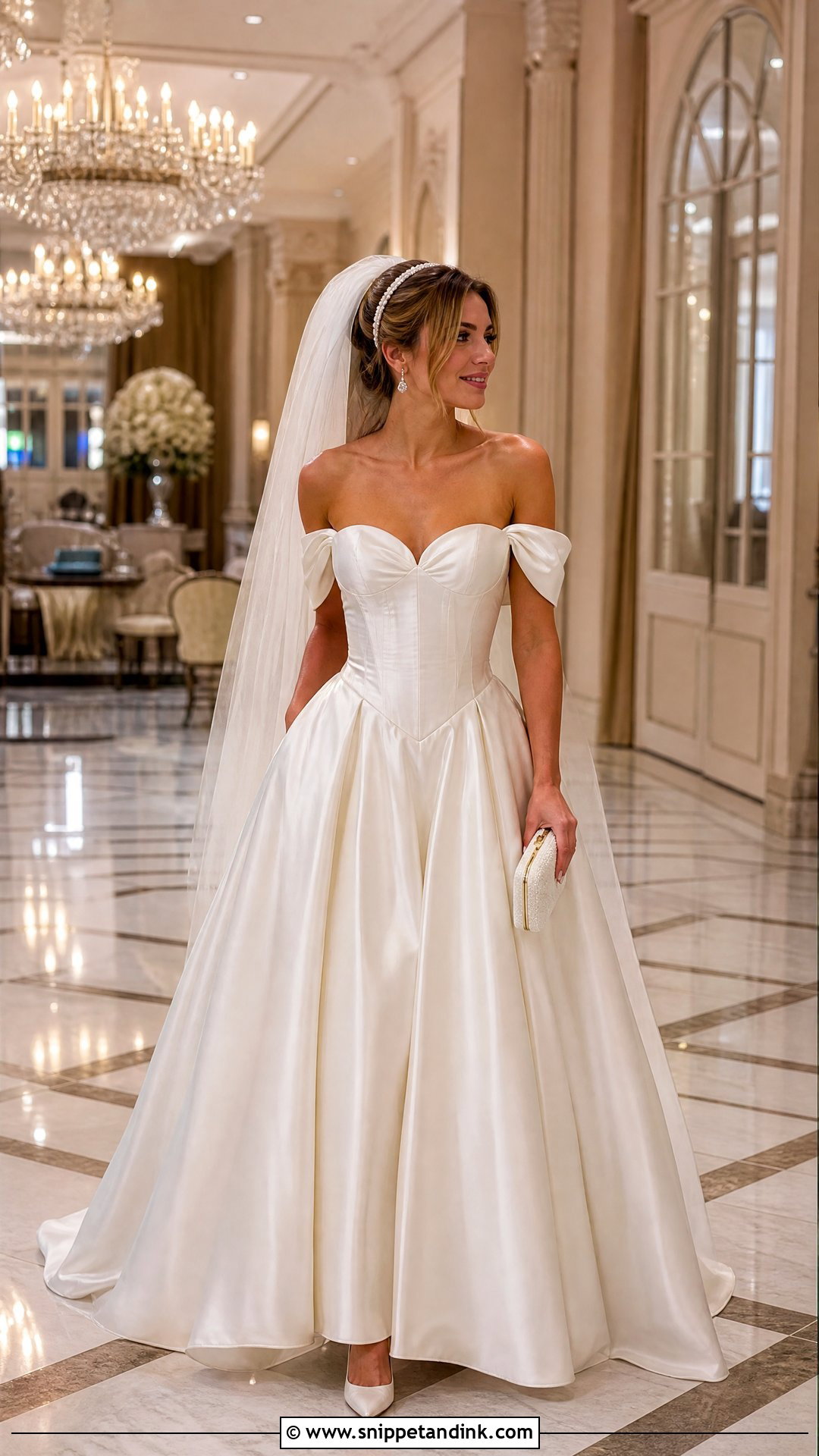 90s Sweetheart Wedding Dress With Veil Headband - Snippet and Ink - 20 Jennifer Aniston Wedding Dress Ideas