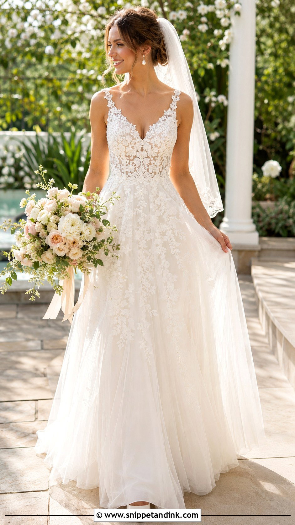 A Line 3D Lace Wedding Dress - Snippet and Ink - 20 3D Lace Wedding Dress Ideas